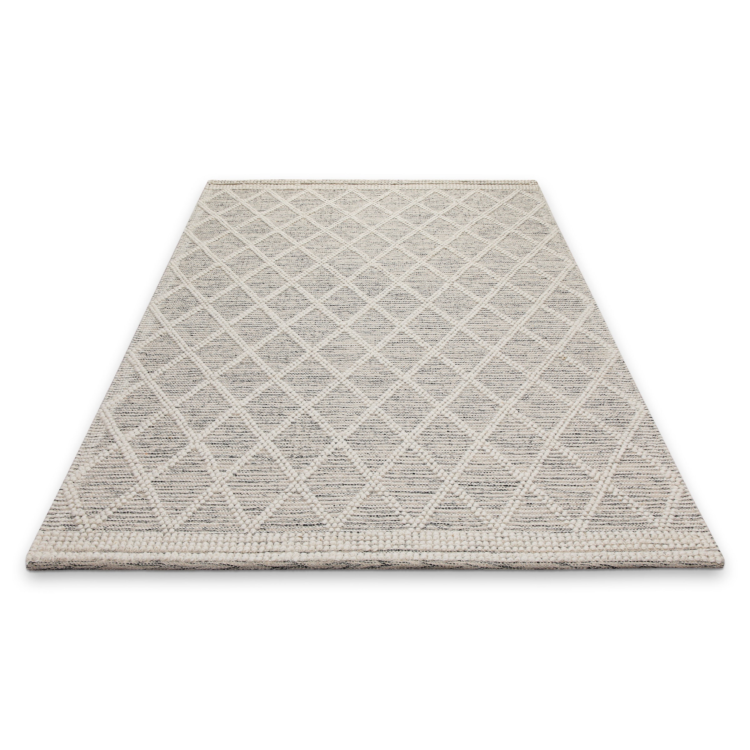 OTTO home Teppich »Jeppe«, rechteckig, 8 mm Höhe, 70% Wolle, handgewebt, Raute, Hoch-Tief, Wohnzimmer, Naturfaser