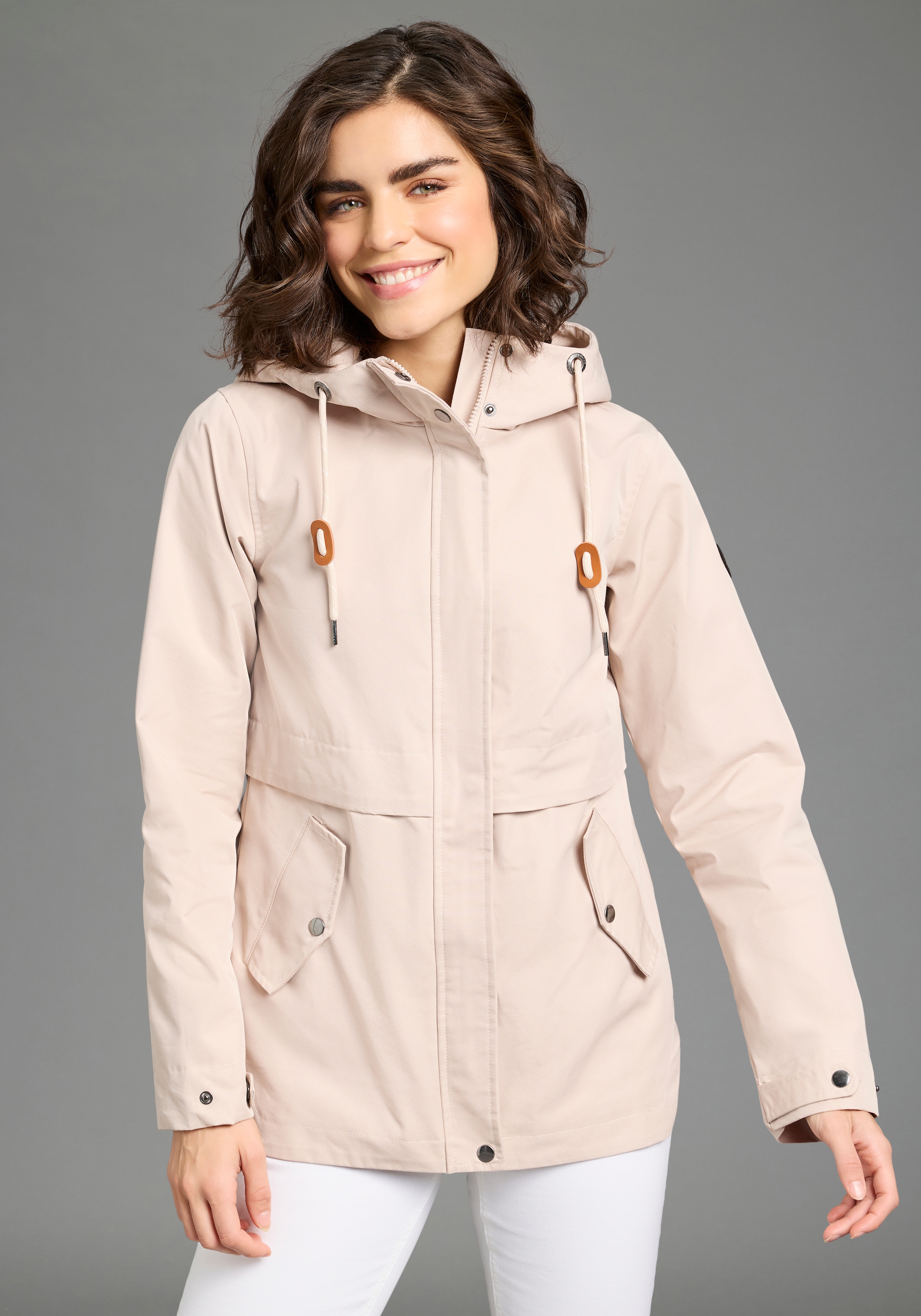 KangaROOS Outdoorjacke mit Kapuze Übergangsjacke  gefütterte Kapuze, Kordelzug, Klappentaschen
