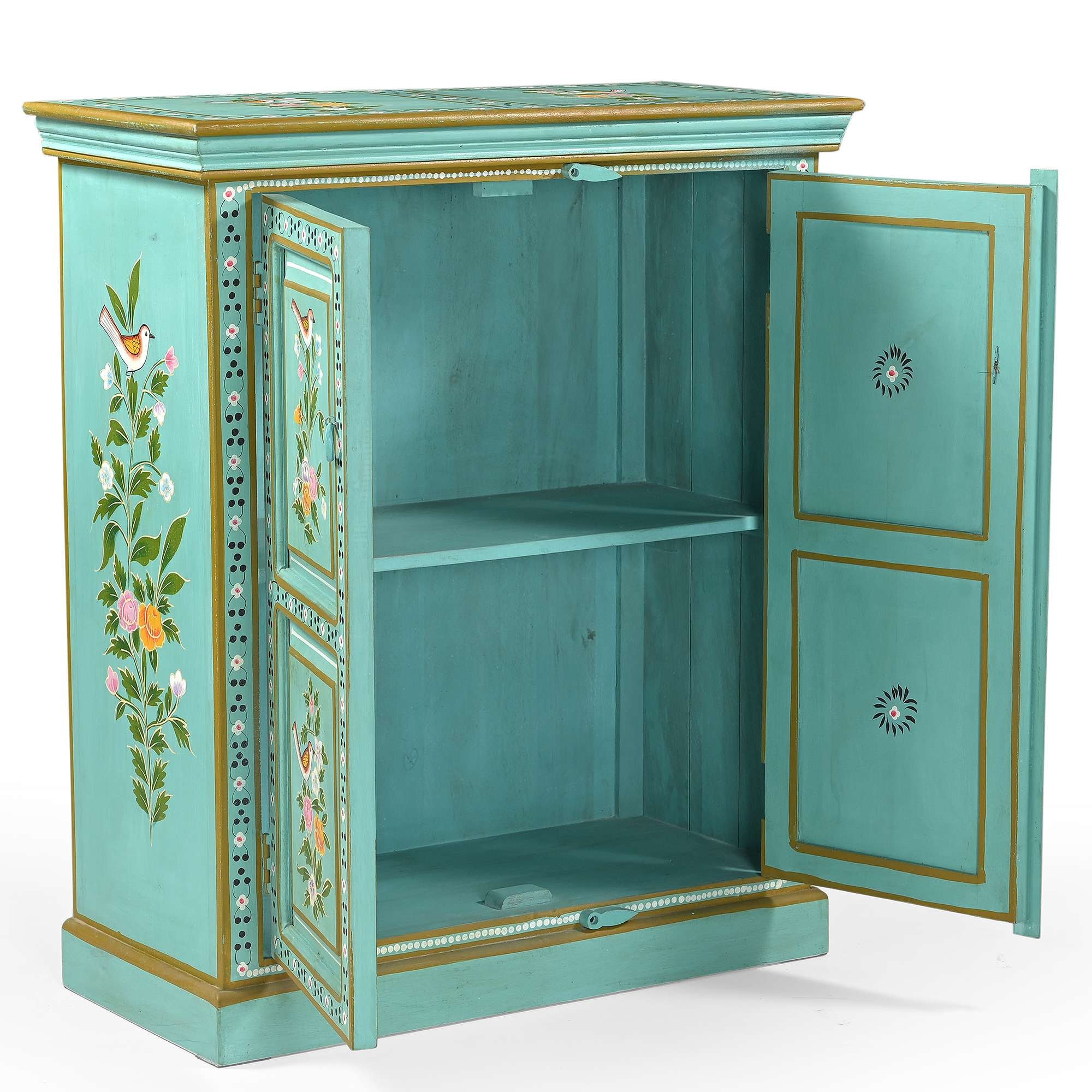 OTTO home Highboard »Prem« mit dekorativen Fräsungen, handbemalt, Unika-Möbel, Breite 87 cm