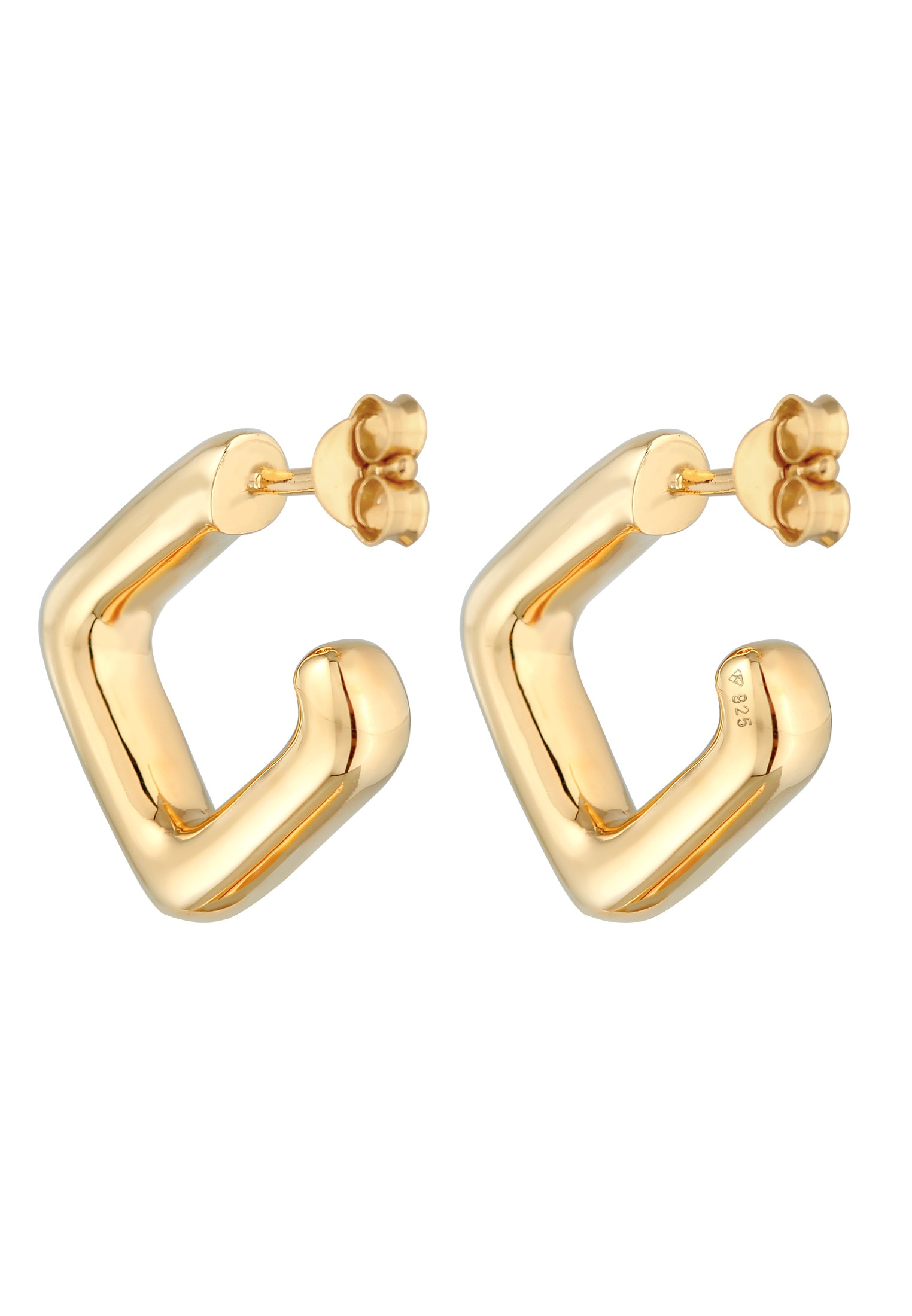 Elli Premium Paar Creolen »Ohrringe Creolen Stecker Viereck Quadrat 925 Silber«