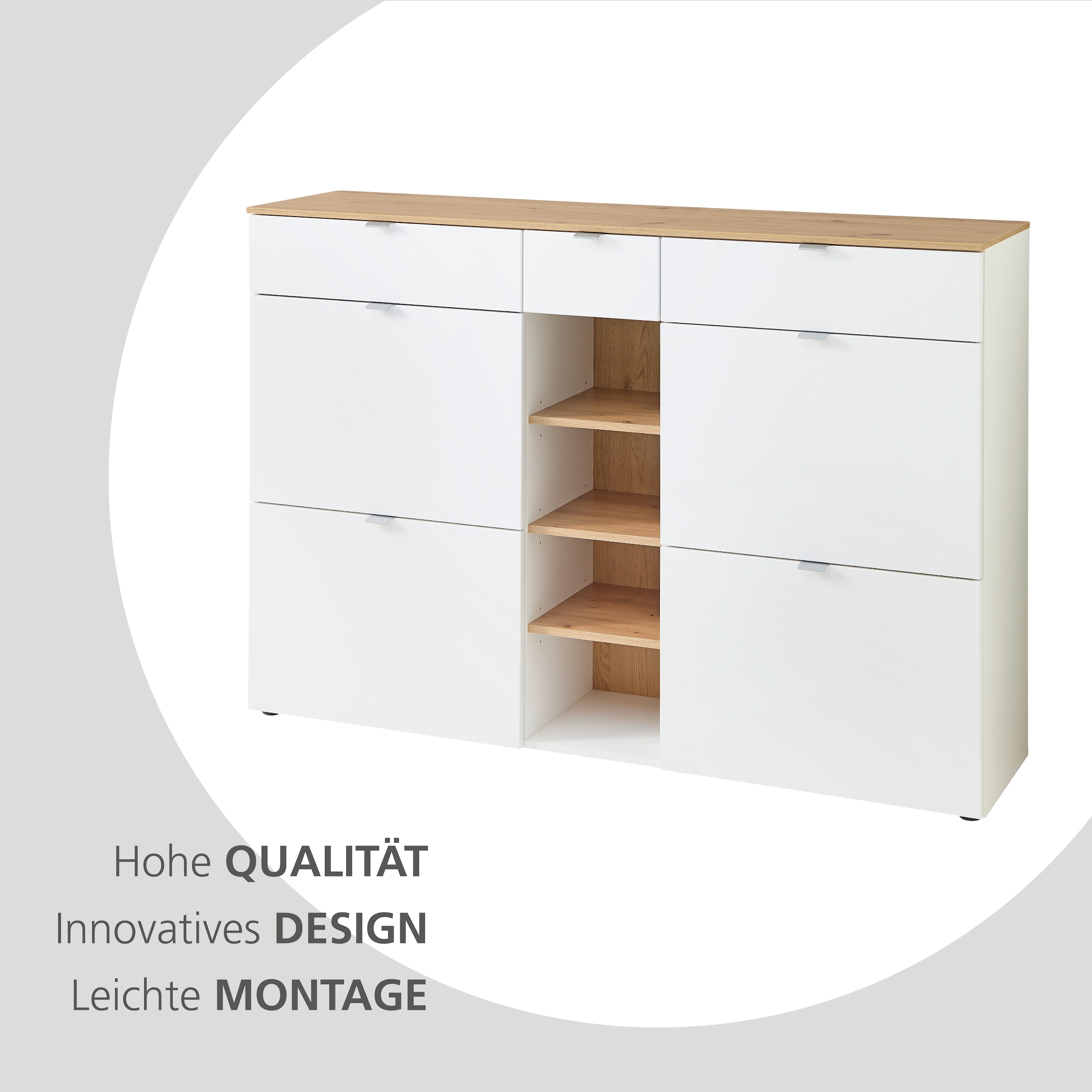 Innostyle Schuhschrank »Bari Schuhschrank mit Schubkästen, BxHxT 7148x103x38 cm« 1 Stk. tlg. 4 Klappen, 12 Fächer, Softclose, ABS Kantenschutz