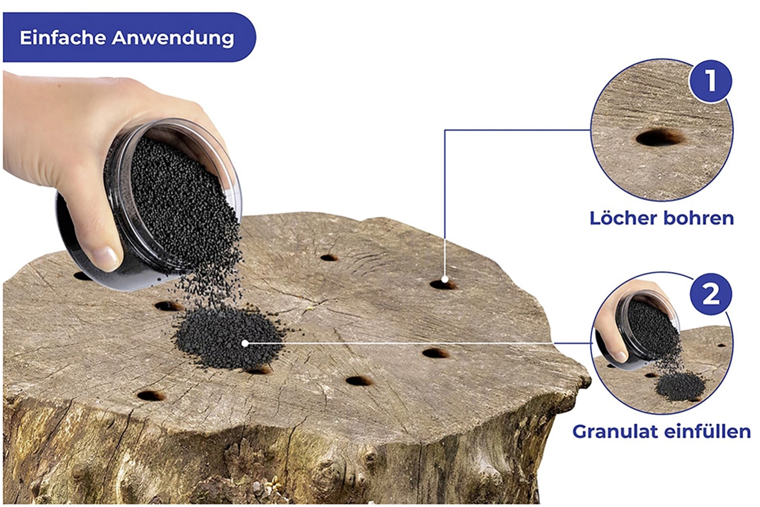 Maximex Unkrautbekämpfungsmittel »Wurzel-weg«, (Set, 3 St.), Wurzelentferner, beschleunigt Zersetzung von Baumstümpfen und Holz