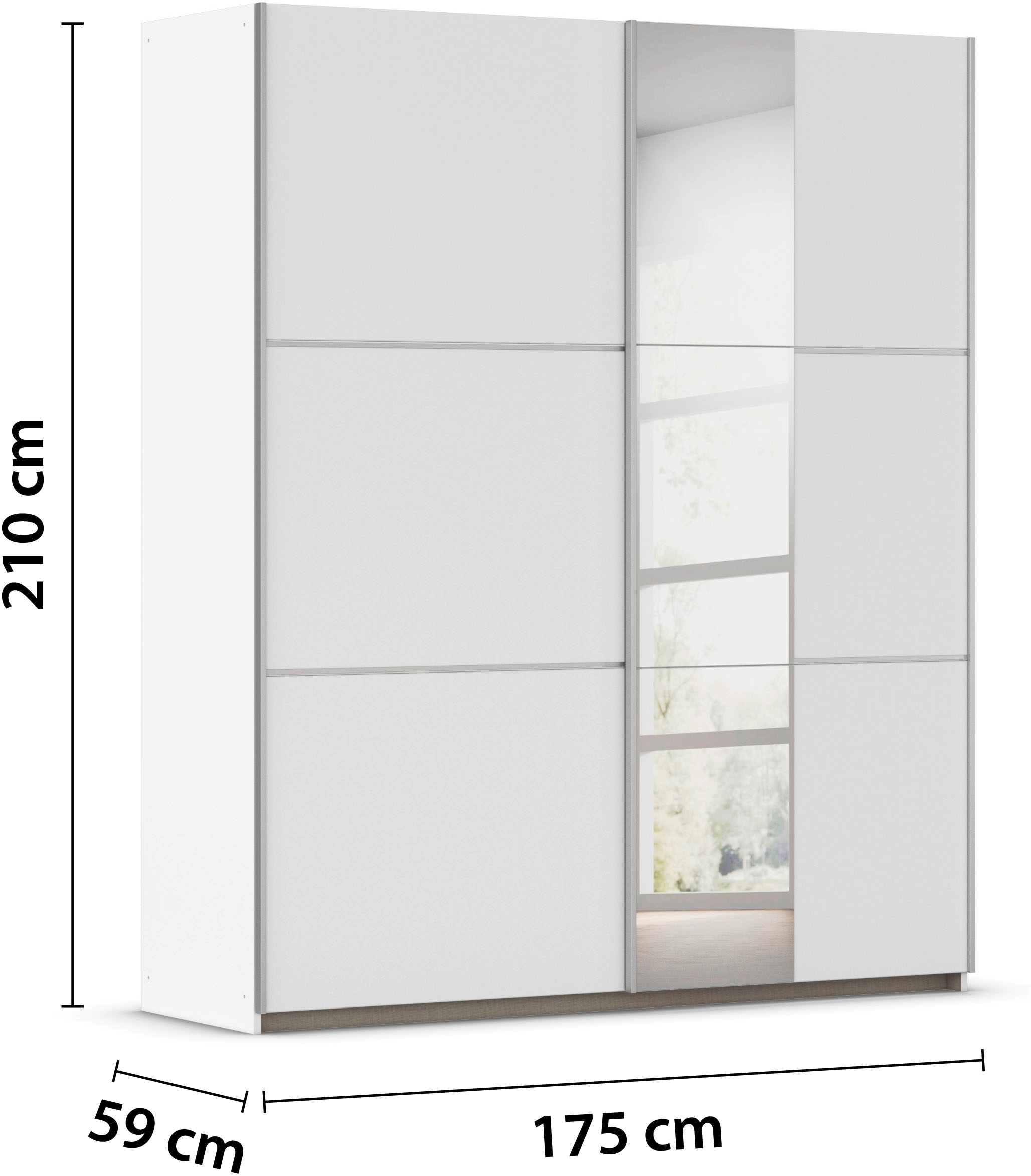 rauch Schwebetürenschrank »Kleiderschrank Schrank Garderobe TOPSELLER ASTANA OTTO´s CHOICE« 3 Ausstattungen BASIC/CLASSIC/PREMIUM (inkl. SOFT-CLOSE-FUNKTION),  mit 3 Spiegelelementen, Metallgriffleisten alufarbig MADE IN GERMANY