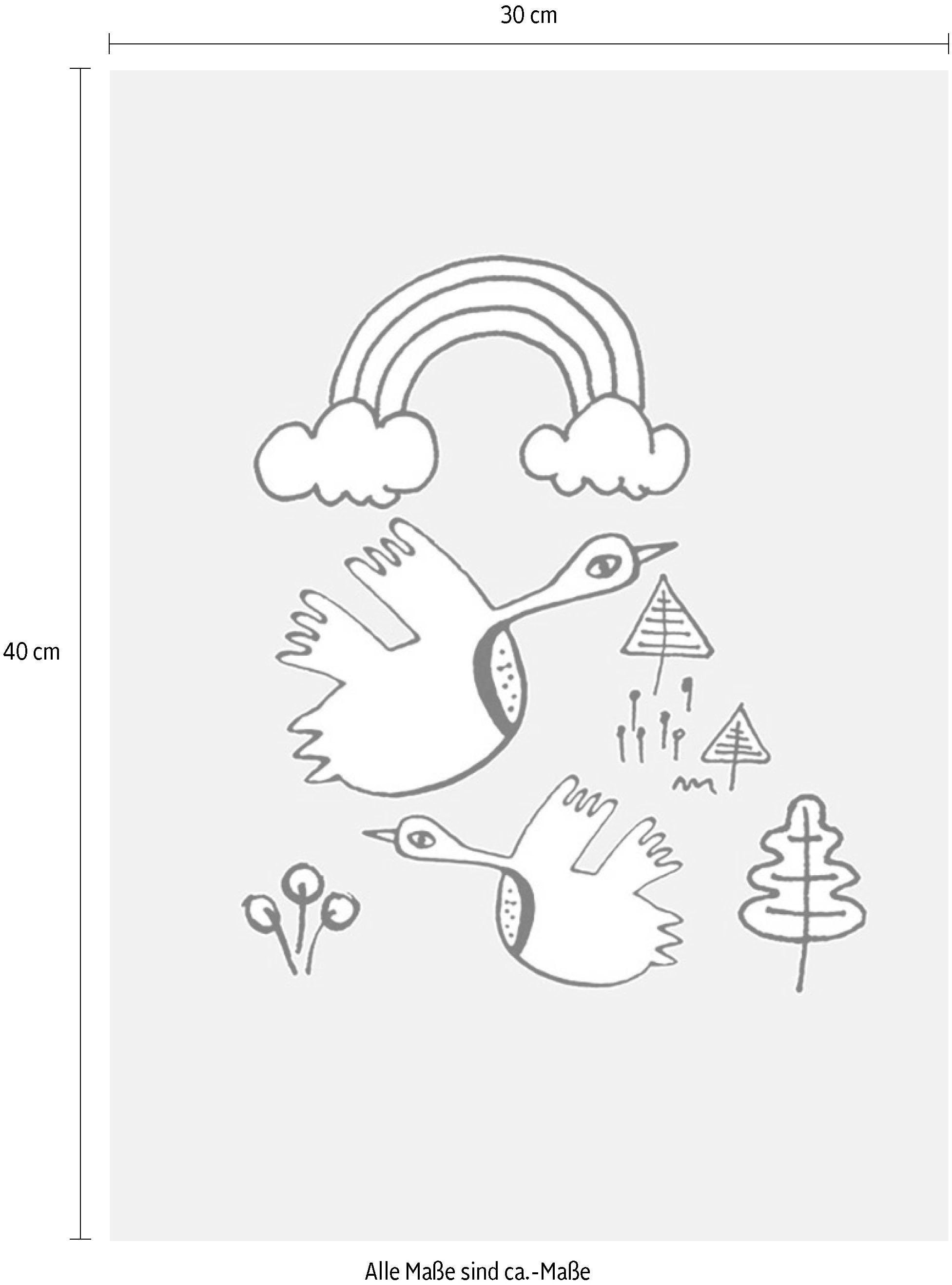 Komar Bild »Scribble Birdy« Tiere 1 Stk. tlg. Wandbild zur Dekoration - ohne Rahmen