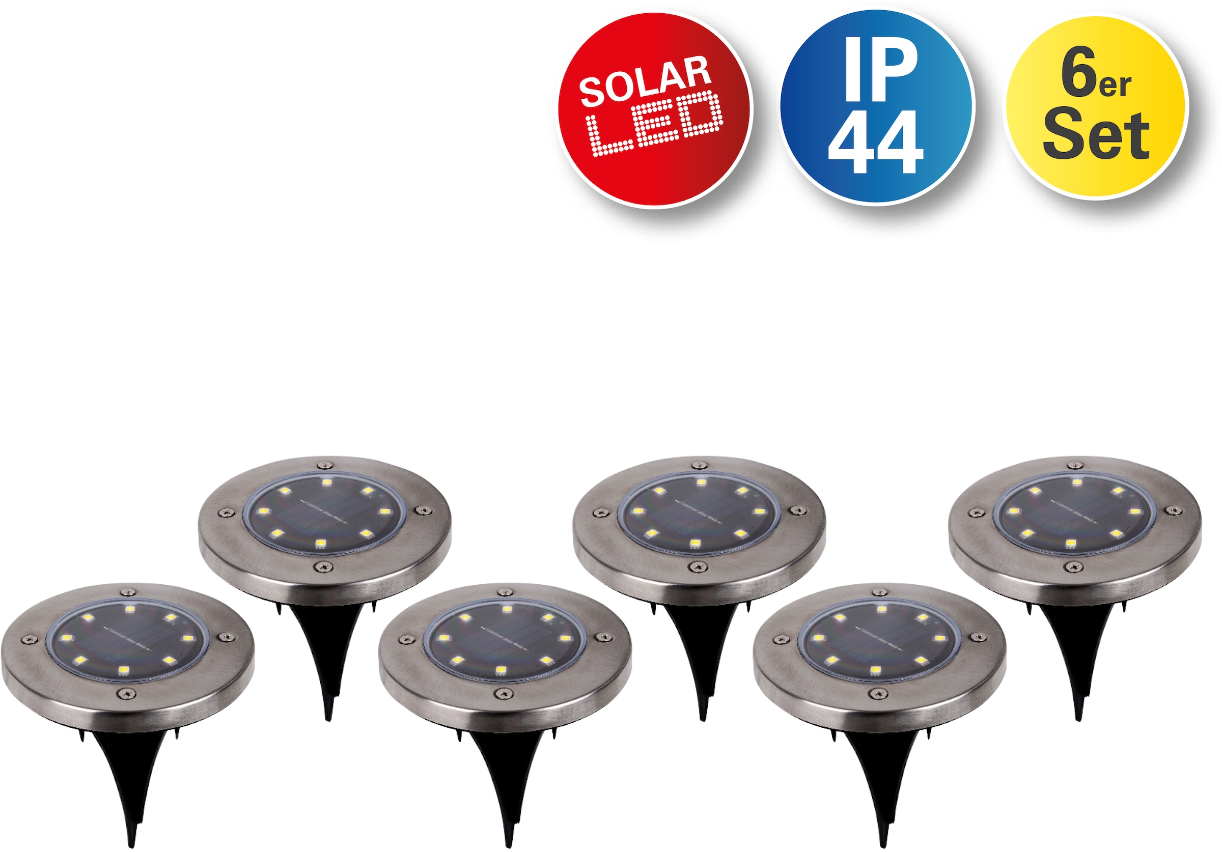 »Kian«, 6er LED näve Set Solar-Boden-Erdspieß, LED bei Gartenleuchte