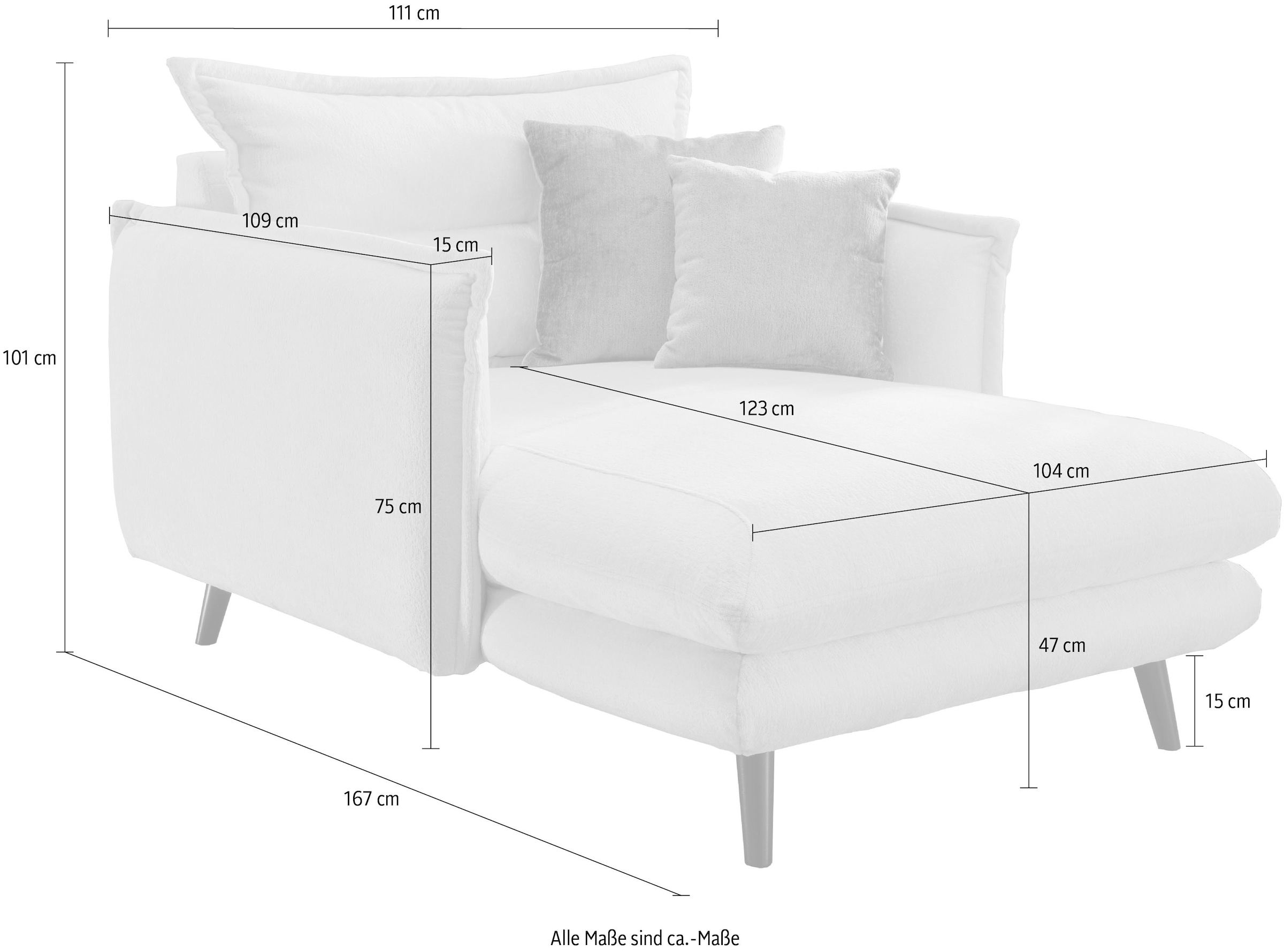 INOSIGN Loveseat »Lazio«, moderner Sessel mit einer bequemen Polsterung, 2 Stk. Zierkissen