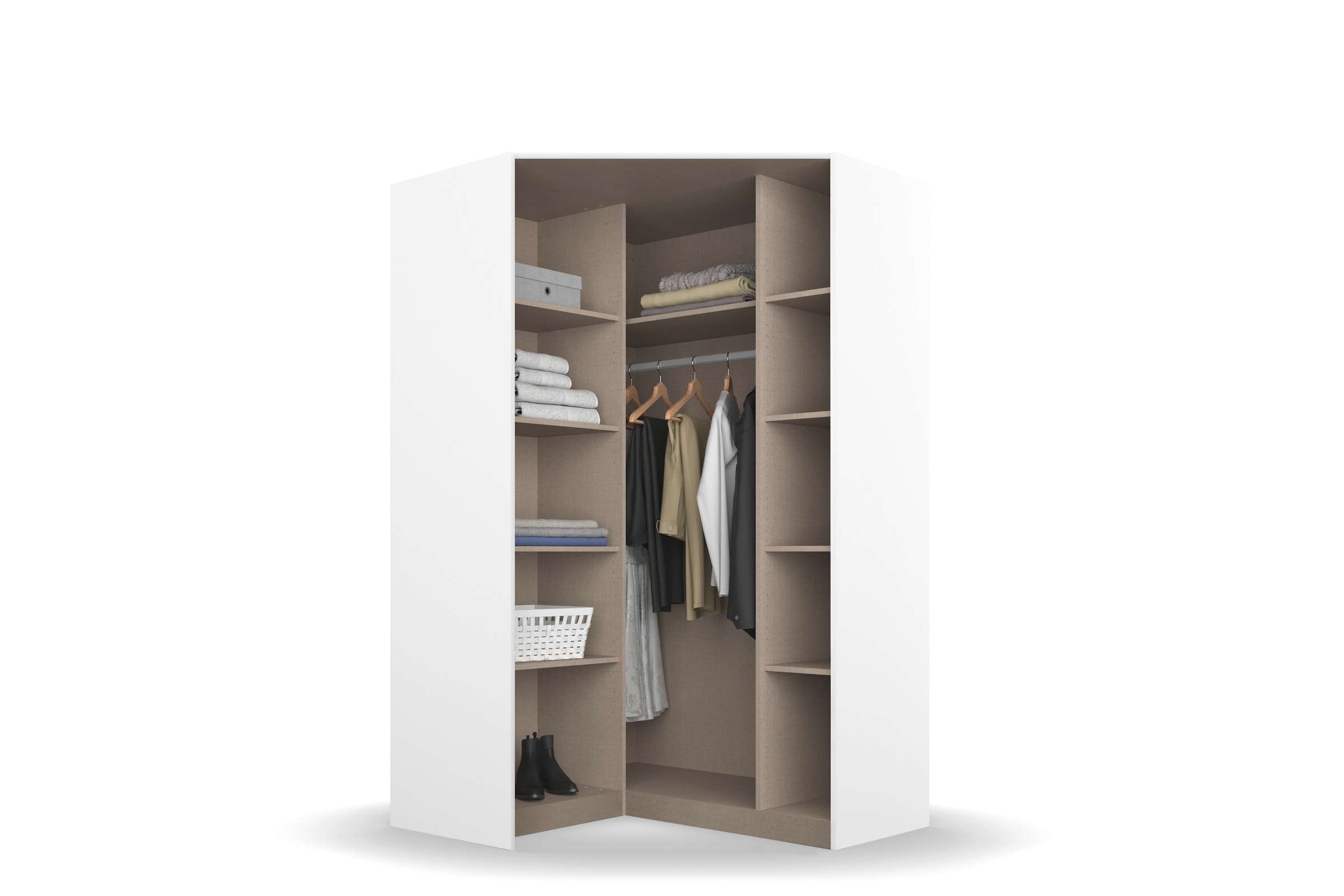 rauch Eckkleiderschrank »Kleiderschrank Schrank Ankleidezimmer Schlafzimmer Garderobe AGORDO«, (in zwei Griff-Farben), mit Glastüren, voll ausgestattet mit viel Stauraum MADE IN GERMANY