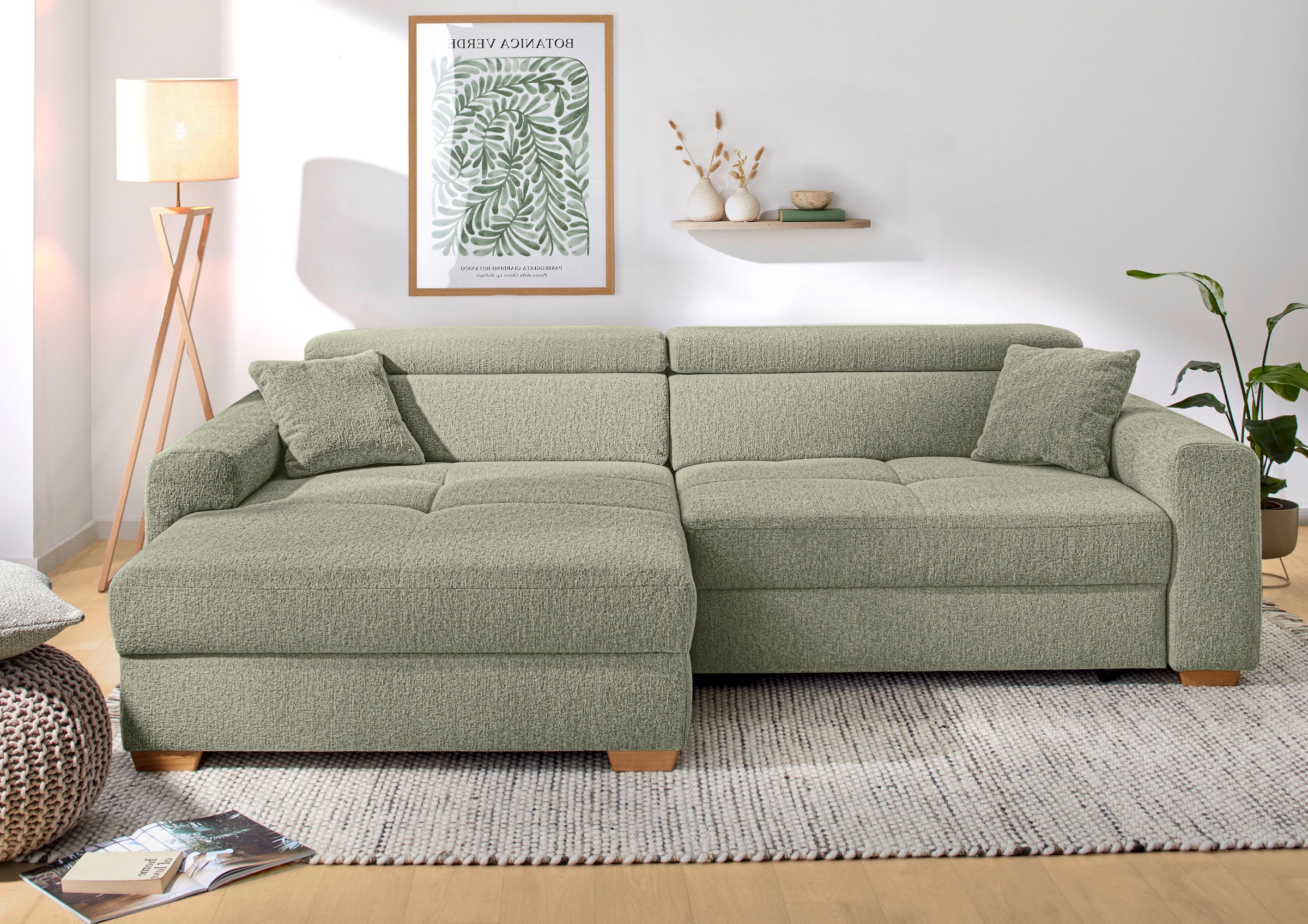 Jockenhöfer Gruppe Ecksofa »Slider L-Form, B: 277 cm Couch, 60cm elektrische Sitztiefenverstellung« 140kg Belastbarkeit, USB-Anschluss, Kopfteilverstellung & Zierkissen