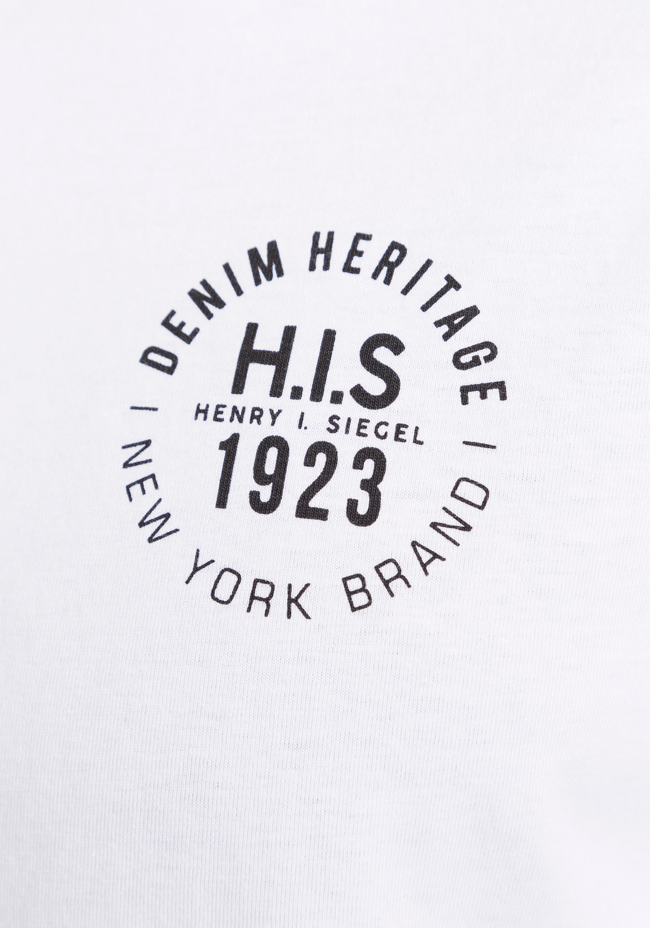 H.I.S Langarmshirt, (Packung, 2 tlg., 2er-Pack), Langarm, bedruckt, Rundhalsausschnitt, aus 100% Baumwolle