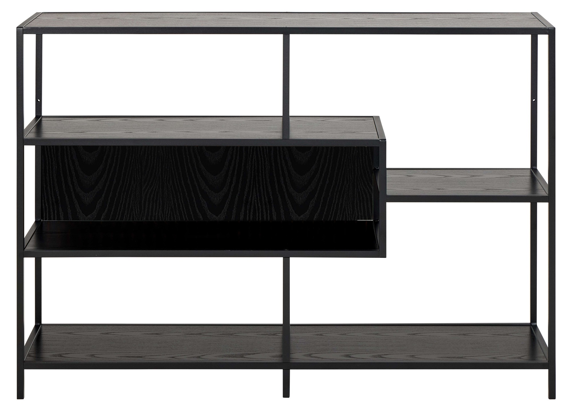 ACTONA GROUP Bücherregal »Seaford, Standregal, Regal, Raumteiler« 114x35x78 cm,  schwarzer Stahlrahmen, 5 Regale, Wendemodul, Breite 114 cm