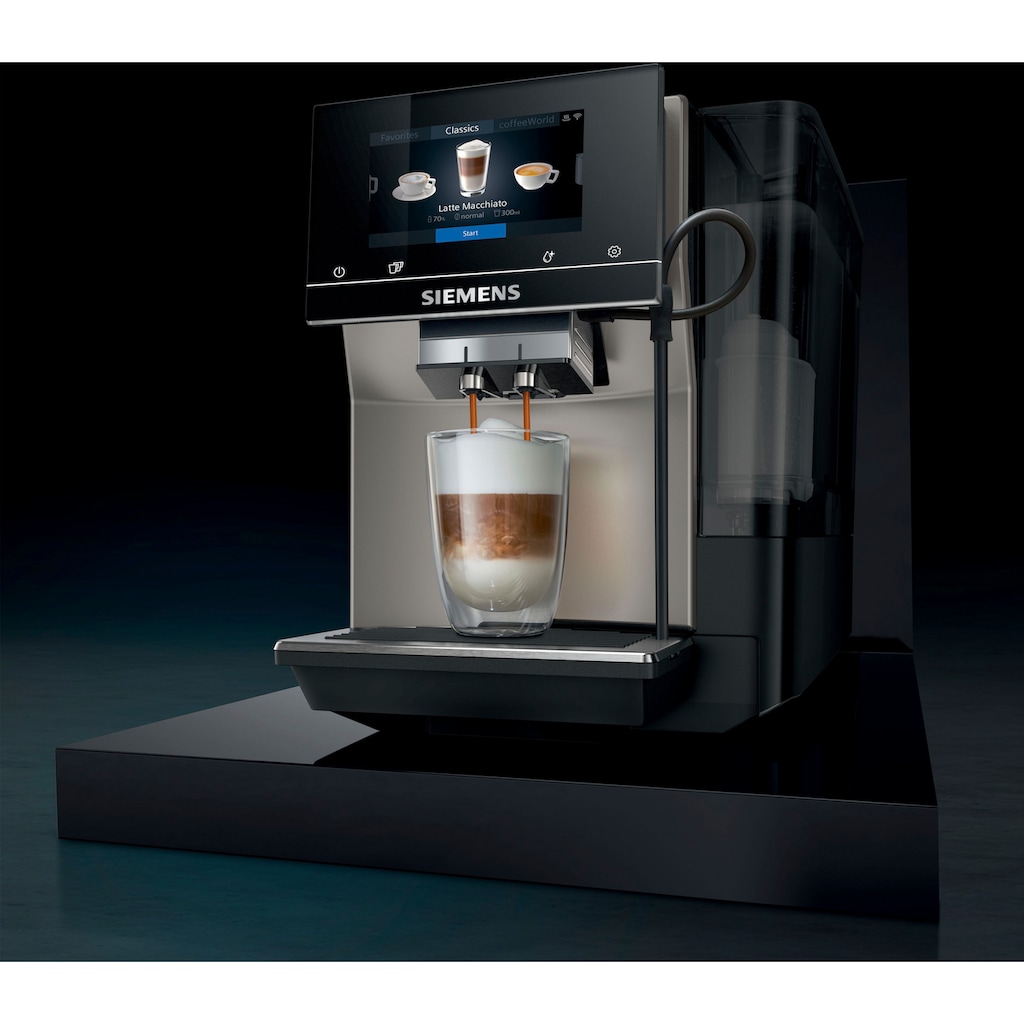SIEMENS Kaffeevollautomat »EQ.700 Inox silber metallic TP705D47«, Full-Touch-Display, bis 10 Profile speicherbar, Milchsystem-Reinigung