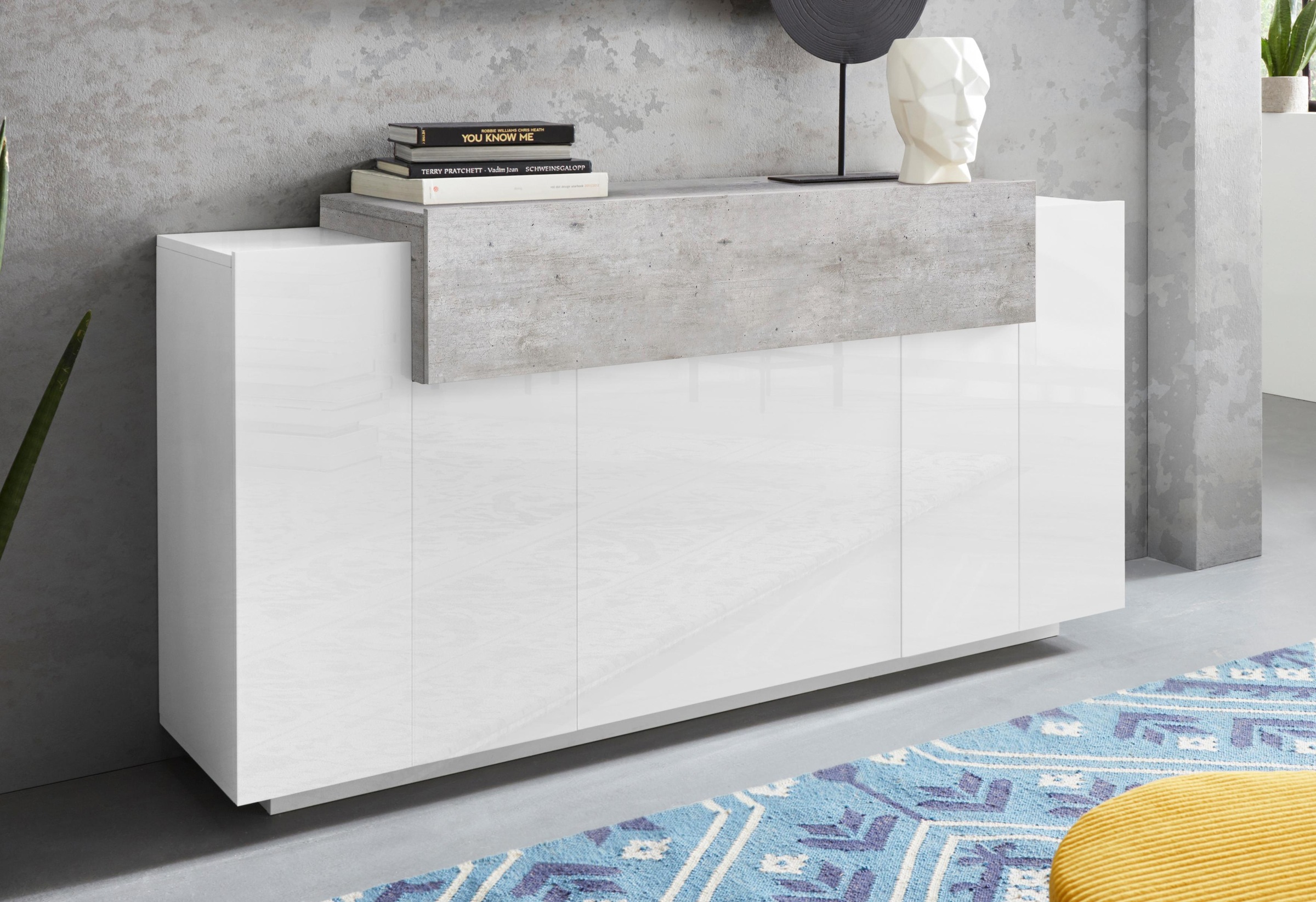INOSIGN Sideboard »Coro, Kommode, Schrank, Kredenz, grifflos mit Einlegeböden«, mit 1 klappe, 3 Türen, Doppeltiefe B/T/H 160x45x85,6cm
