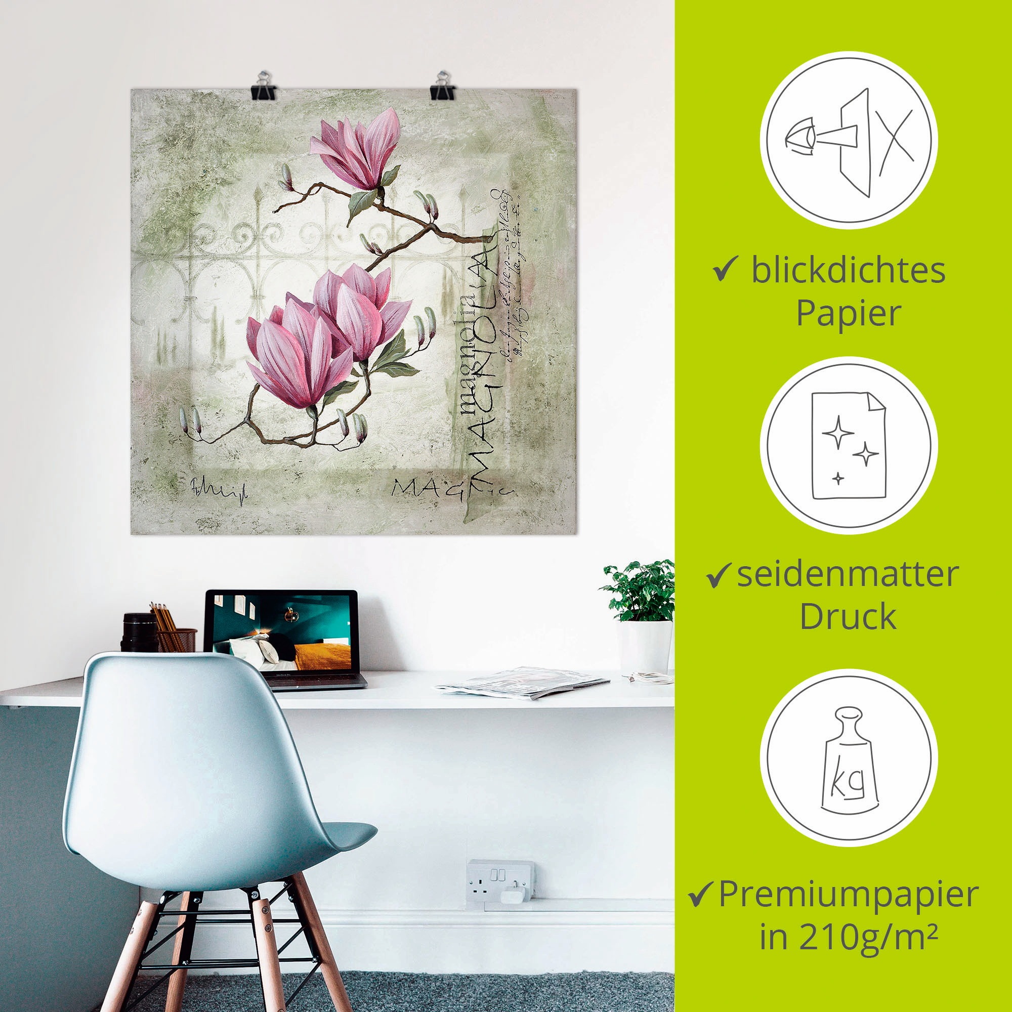 Artland Wandbild »Pinke Magnolie« Blumen 1 Stk. tlg. als Leinwandbild, Poster in verschied. Größen