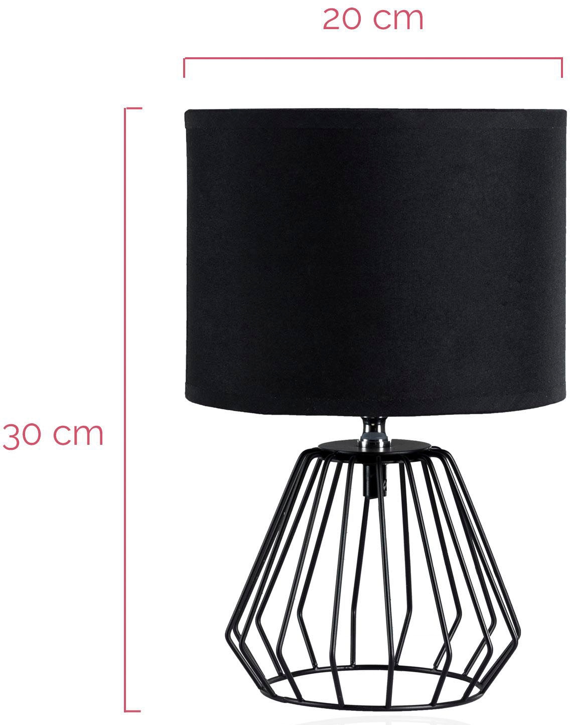 Pauleen Tischleuchte »Shiny Diamond max20W 230V Stoffschirm, Schwarz, Draht«, 1 flammig, Leuchtmittel E27 | ohne Leuchtmittel, E27, Stoffschirm, Schwarz, Draht