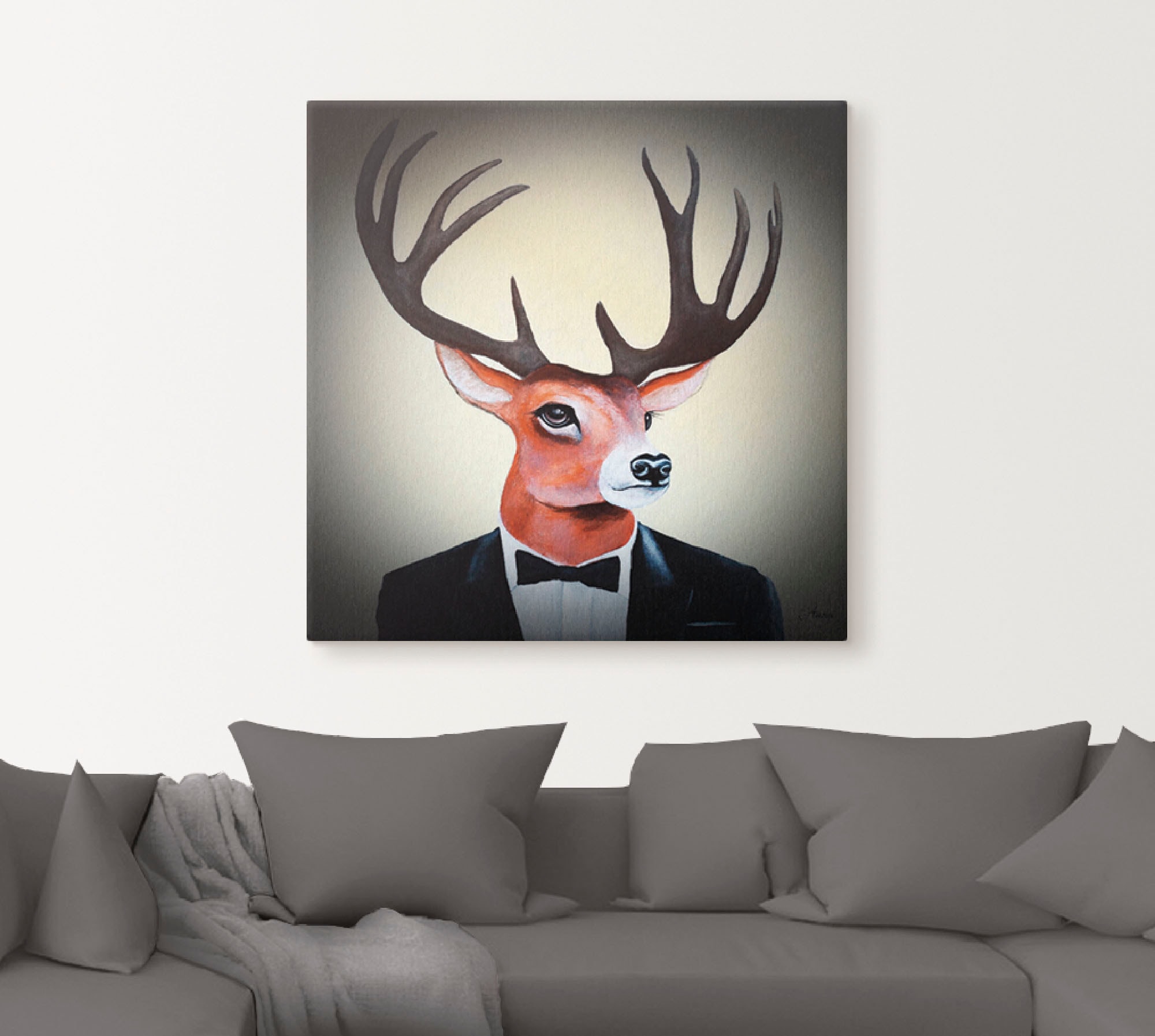 Artland Leinwandbild »Undercover Hirsch«, Humor, (1 St.), auf Keilrahmen gespannt
