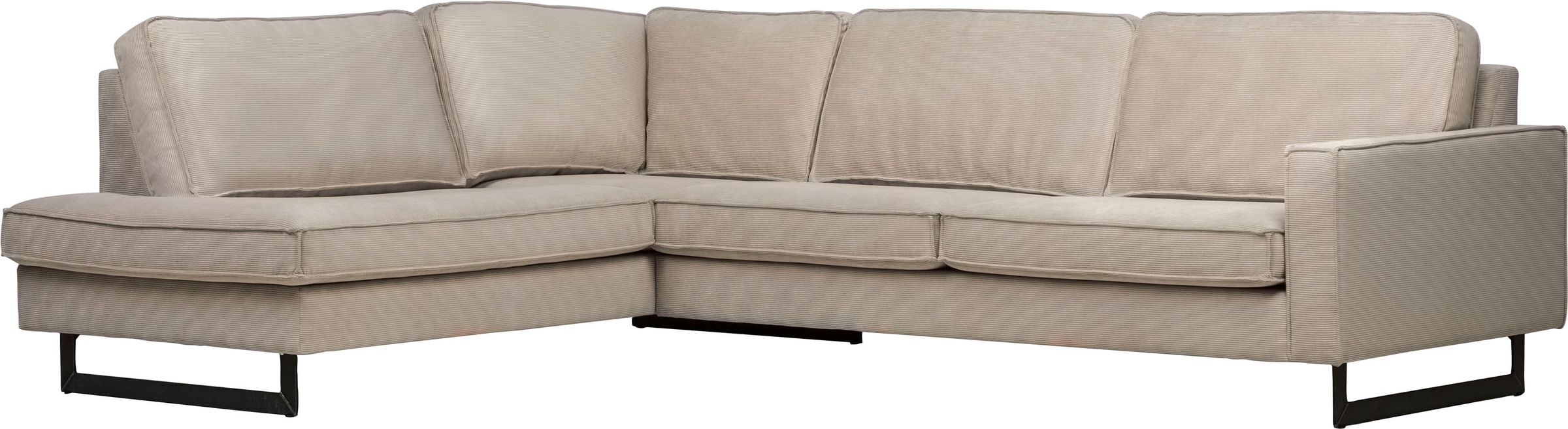 Home affaire Ecksofa »Pinto, 290 cm, Cord, Chenille, Lederoptik, Ottomane links / rechts« mit Keder, schwarze Metallfüße, Wellenunterfederung