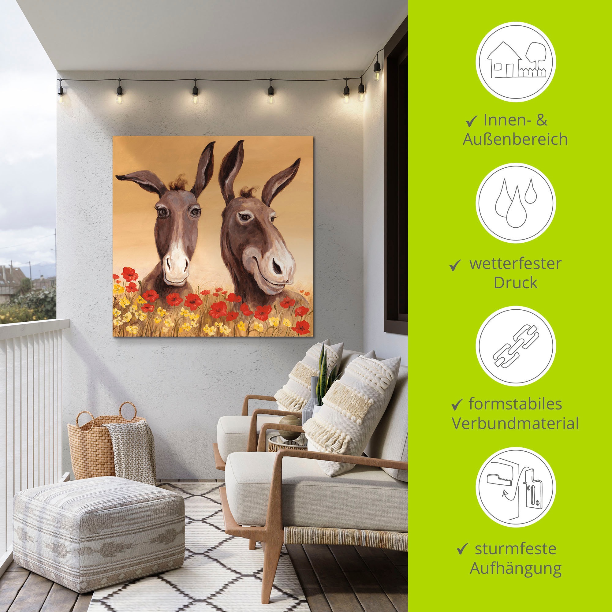 Artland Wandbild »Esel«, Haustiere, (1 St.), als Alubild, Outdoorbild, Leinwandbild, Poster, Wandaufkleber