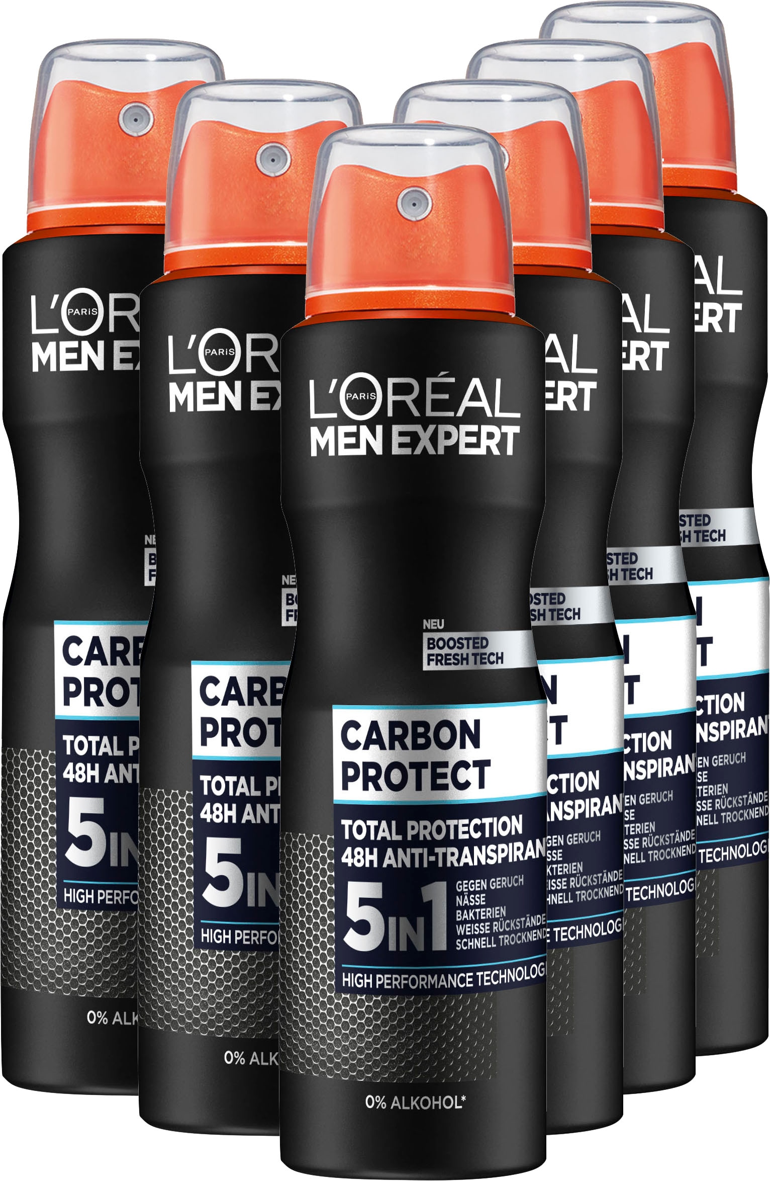 Deo-Spray »Deo Spray Carbon Protect 5-in-1«, (Packung, 6 tlg.)