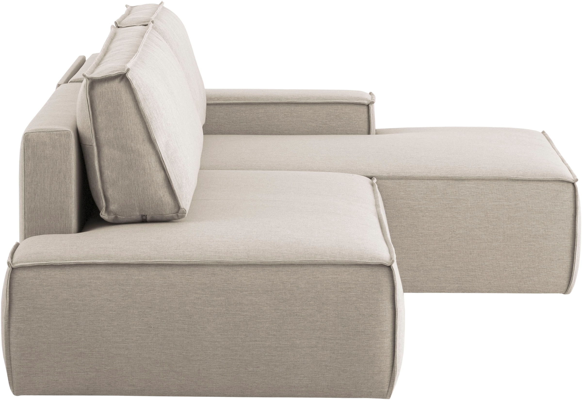 Home affaire Ecksofa »SHERWOOD, Schlafsofa in L-Form offen (275cm), Cord, Leinenoptik«, Schlaffunktion und Bettkasten, Kedernaht, hoher Sitz- & Liegekomfort