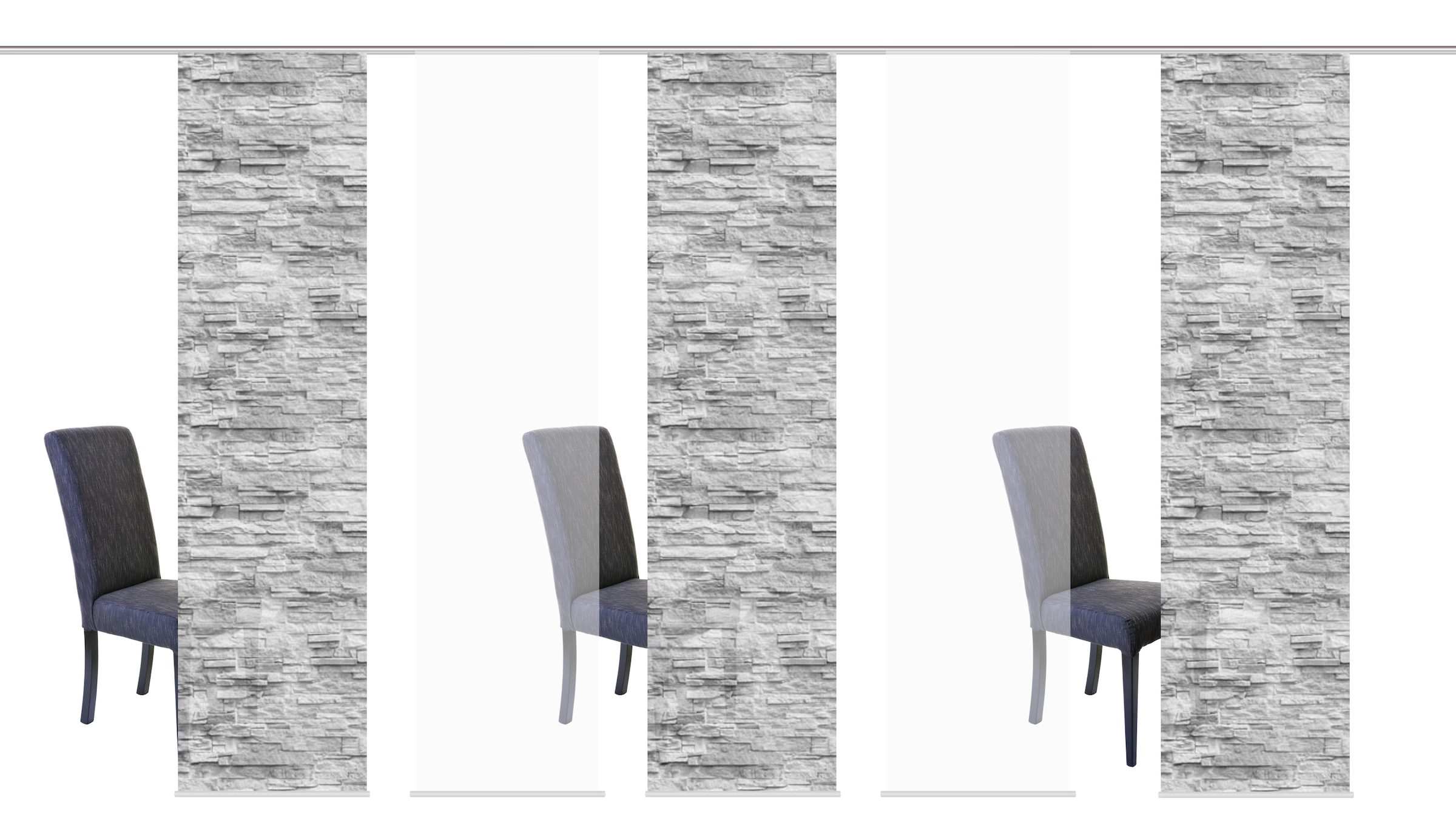 HOME WOHNIDEEN Schiebegardine »WALLIS« Klettband 5 Stk. tlg. HxB: 245x60, inkl. Befestigungszubehör