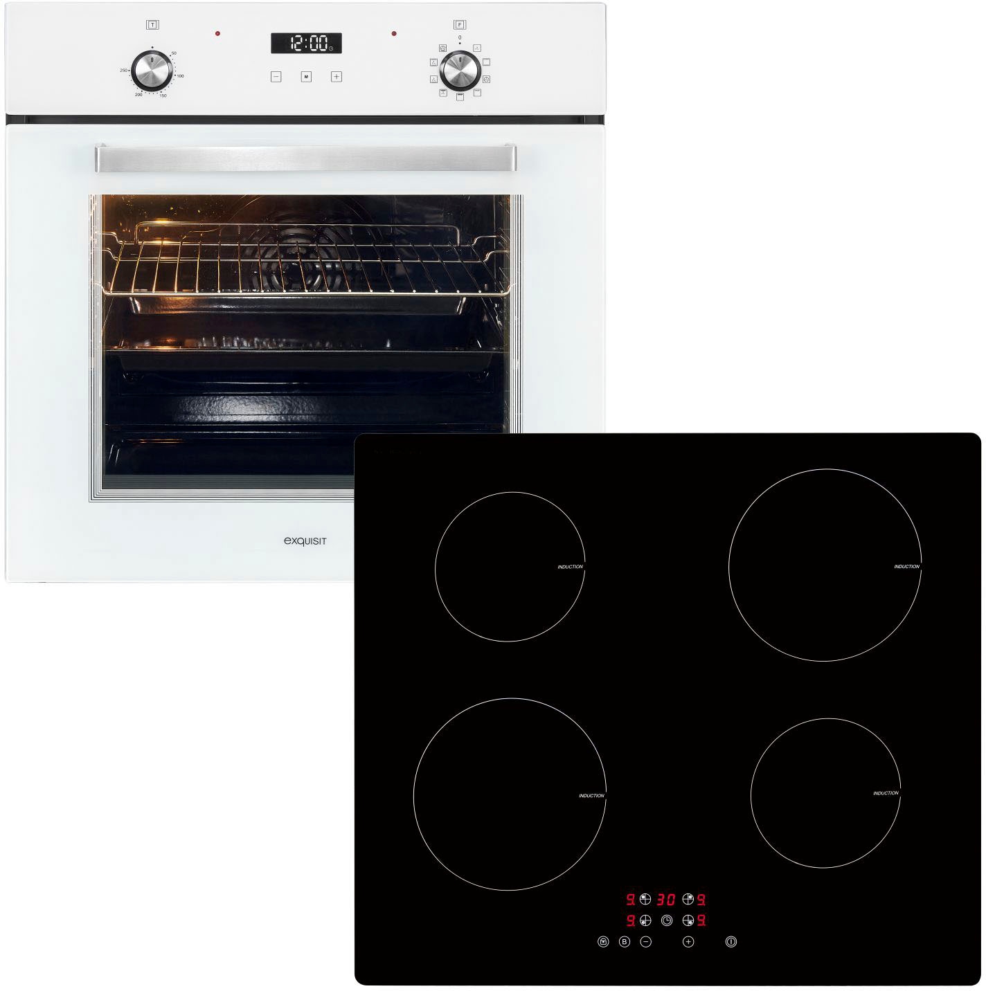 Backofen-Set »EBE76-9-H-020 weiss«, mit 1-fach-Teleskopauszug