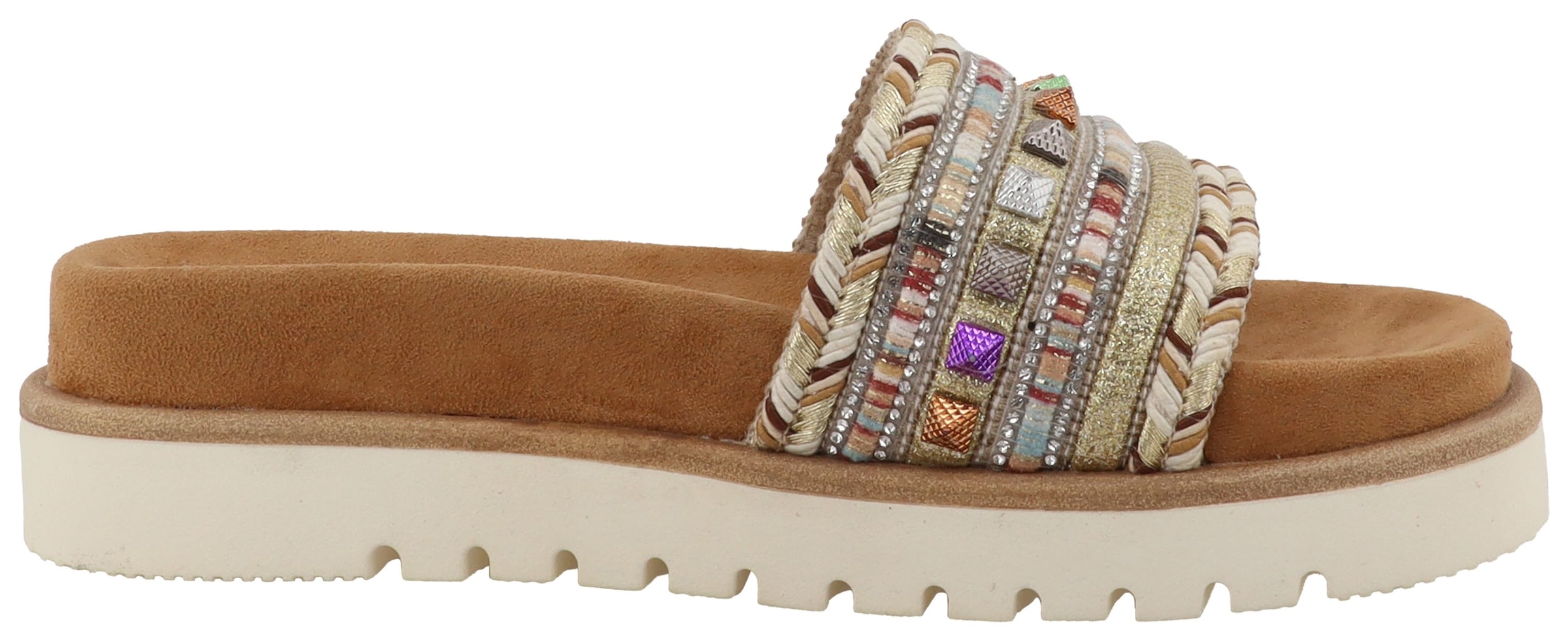 Mustang Shoes Pantolette »Malina«  Sommerschuh, Schlupfschuh mit Flechtungen und bunten Nieten