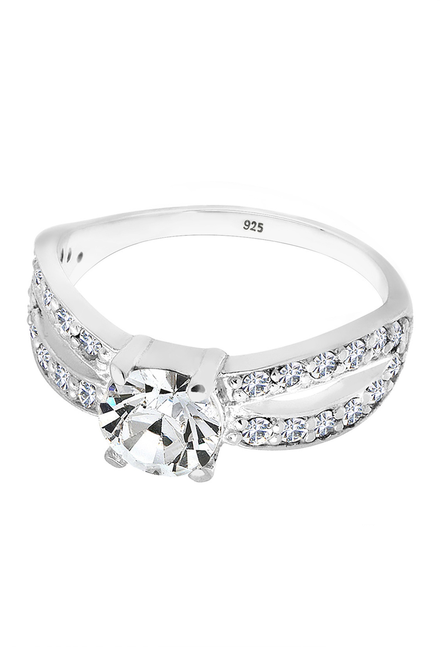 Elli Silberring »Ring Solitär Glamourös Kristall 925 Silber«