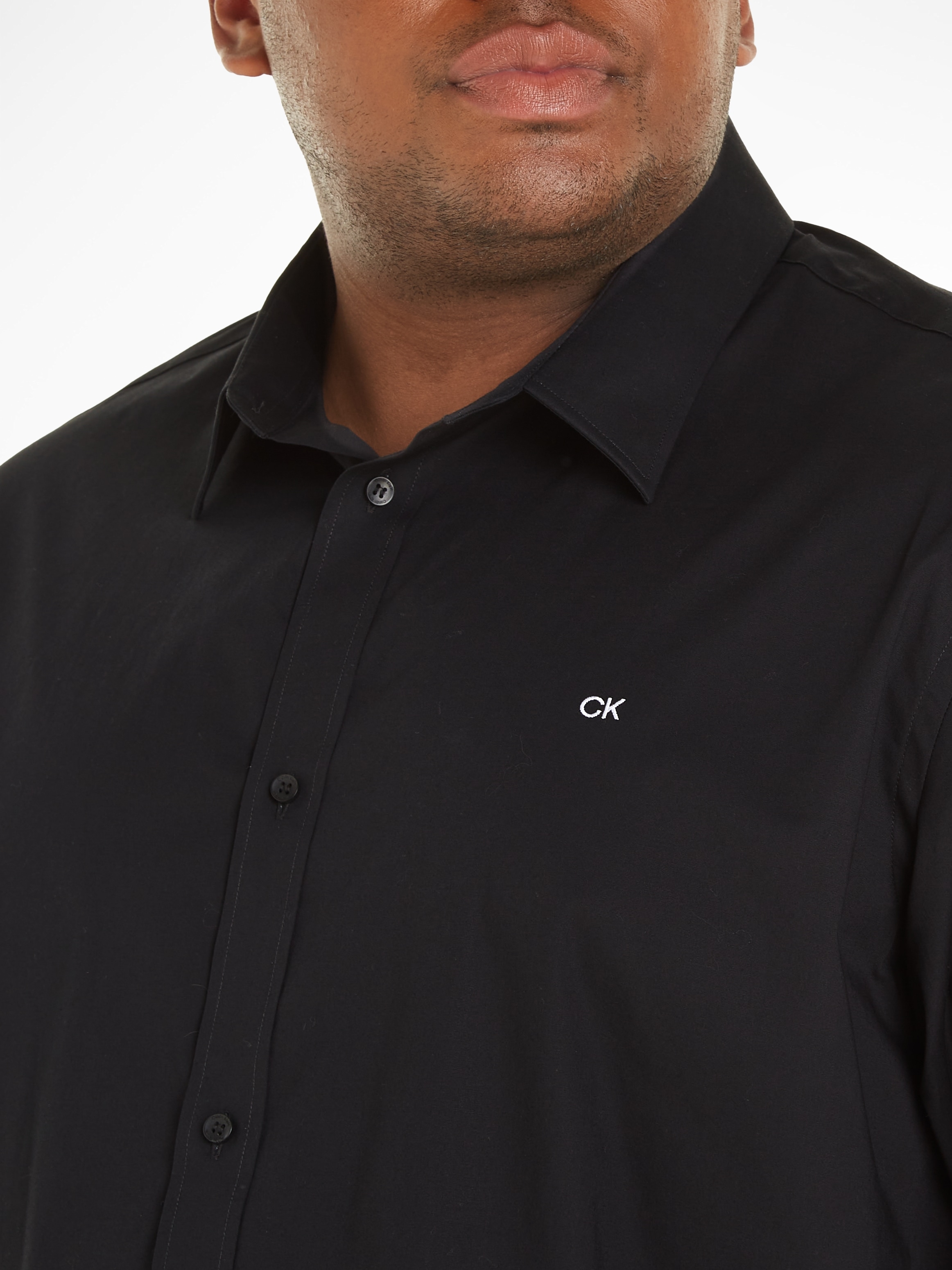 Calvin Klein Big&Tall Langarmhemd »BT_STRETCH POPLIN SLIM SHIRT«, in großen Größen mit durchgehender Knopfleiste