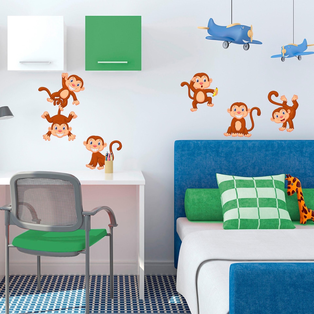 Wall-Art Wandtattoo »Lustige Äffchen Kinderzimmer Set«