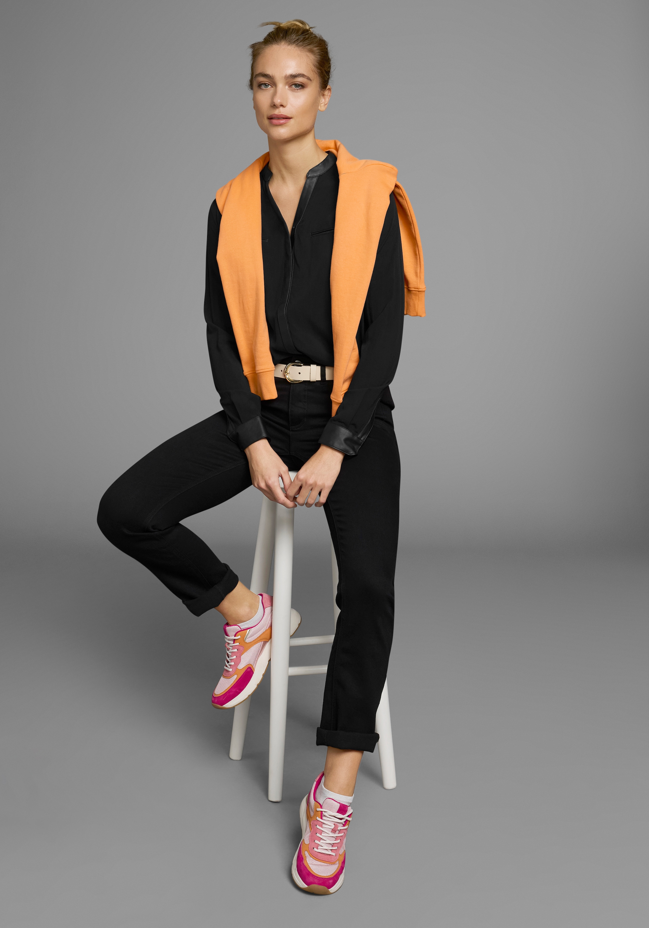 AJC Hemdbluse, mit Details aus Lederimitat