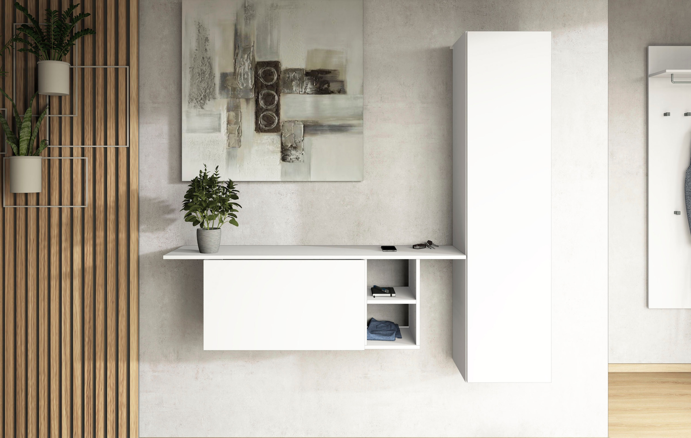 borchardt Möbel Garderoben-Set »Toledo, moderne hängende Garderobe, Schminktisch mit Regalfächern« Spar-Set, 