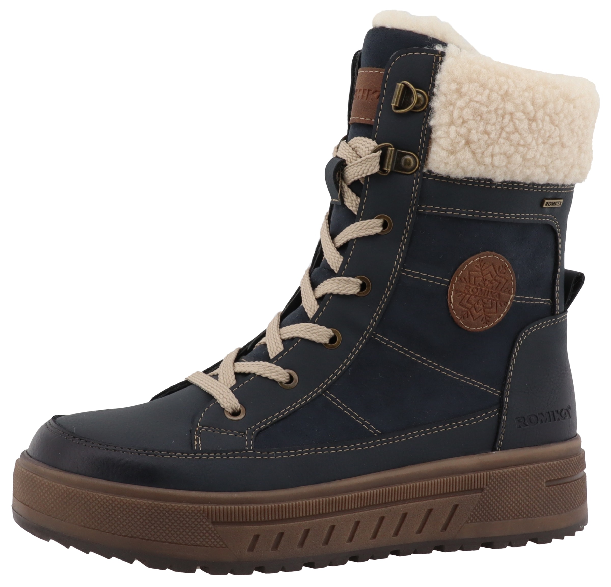 Romika Winterboots, Plateau, Winterstiefelette, Schnürboots mit Warmfutter-Kragen