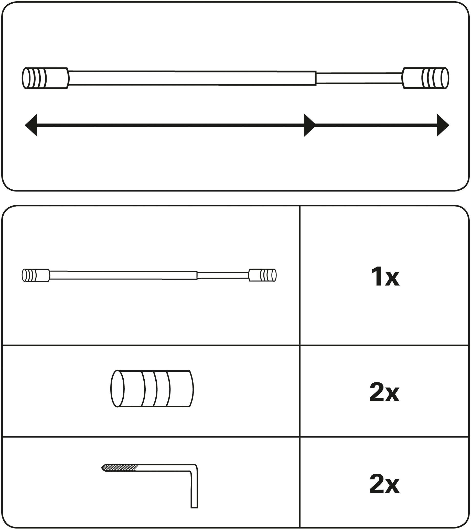 GARDINIA Vitragenstange Ø 10 mm 1 läufig-läufig ausziehbar Serie Vitragestange Zylinder Ã˜ 10 mm