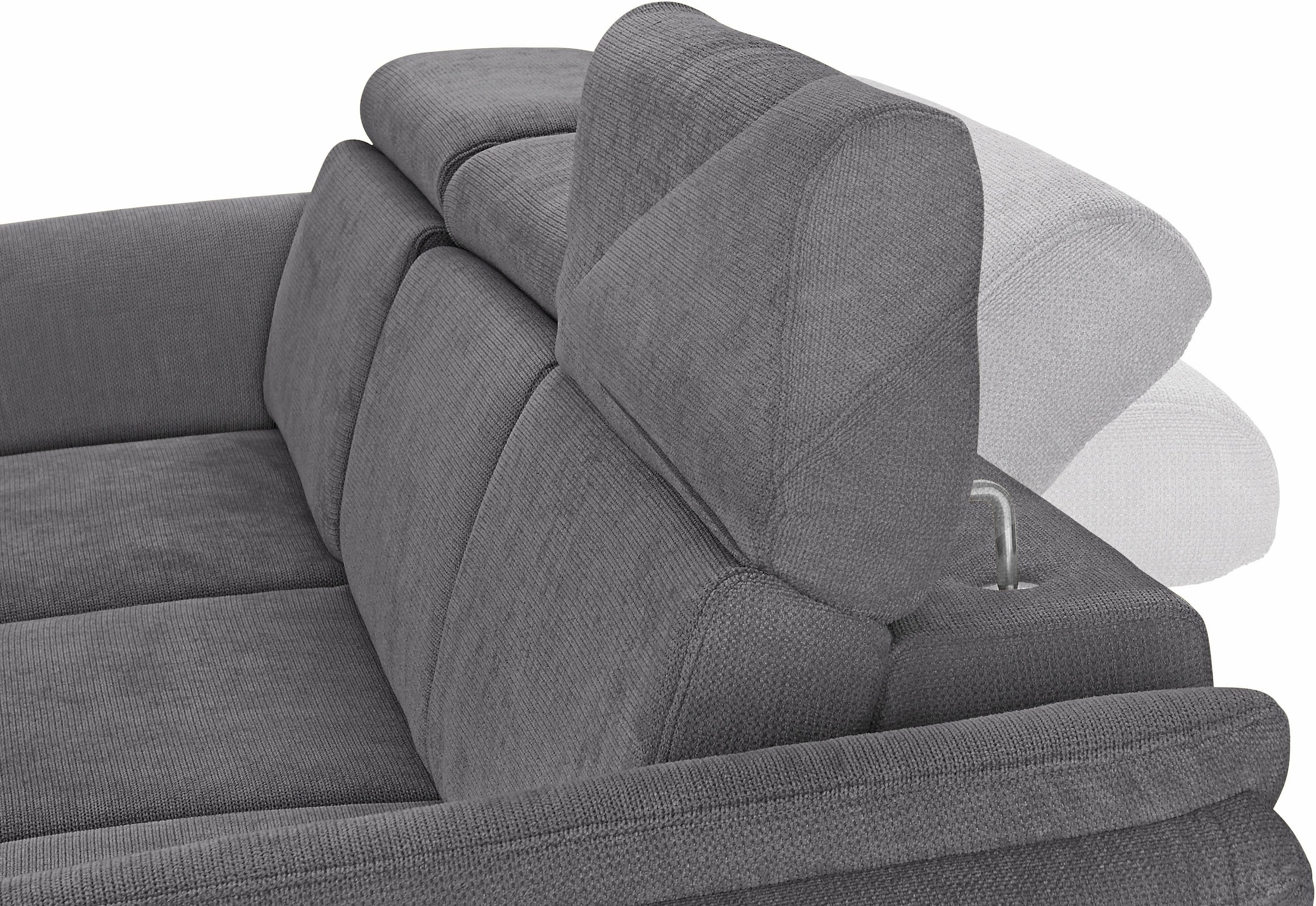 sit&more Ecksofa »Avignon L-Form«, Kopfteilverstellung, wahlweise mit Bettfunktion und Bettkasten