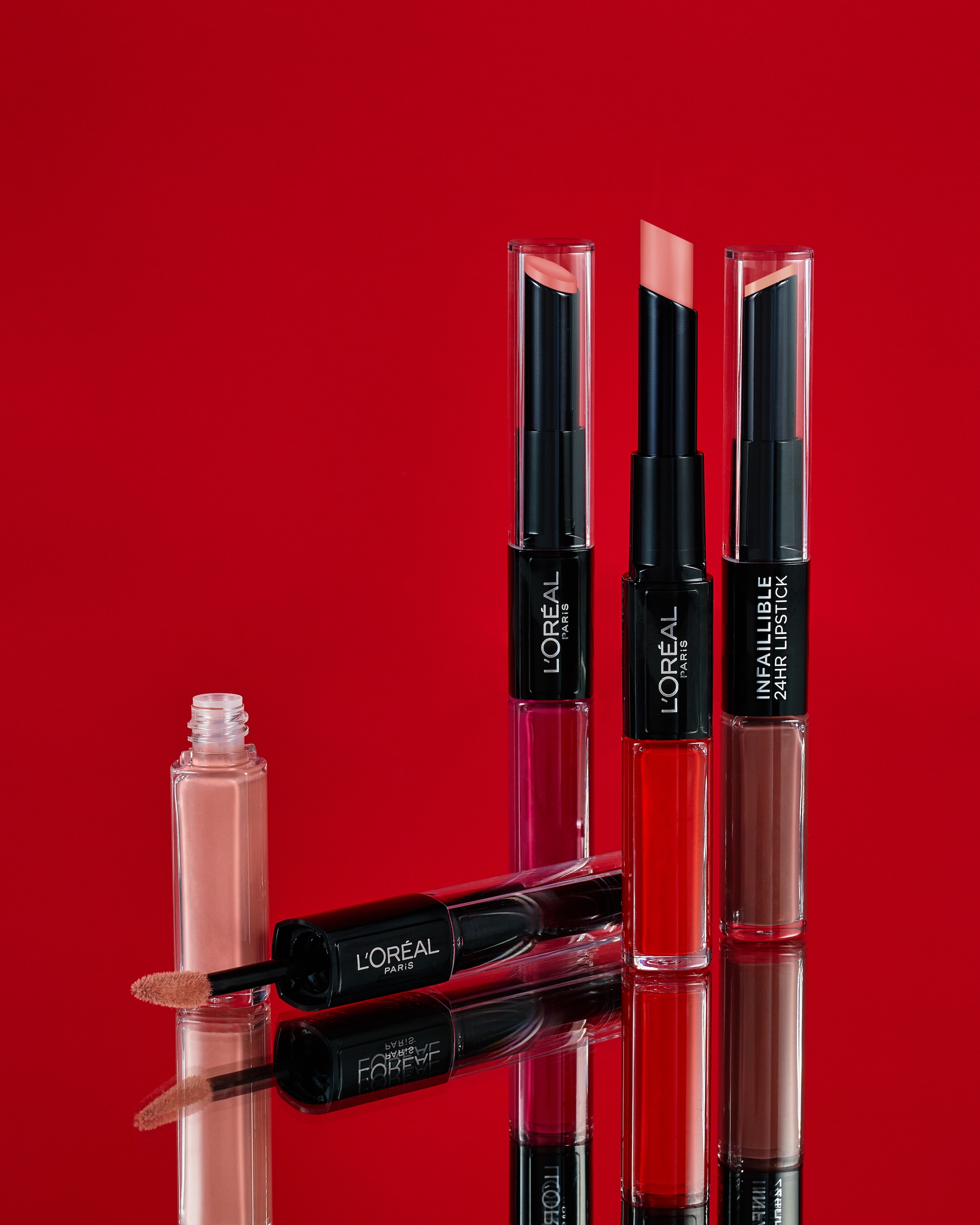 L'ORÉAL PARIS Lippenstift »INFAILLIBLE 2-STEP« mit pflegendem Material, für geschmeidige Lippen, 24h Halt