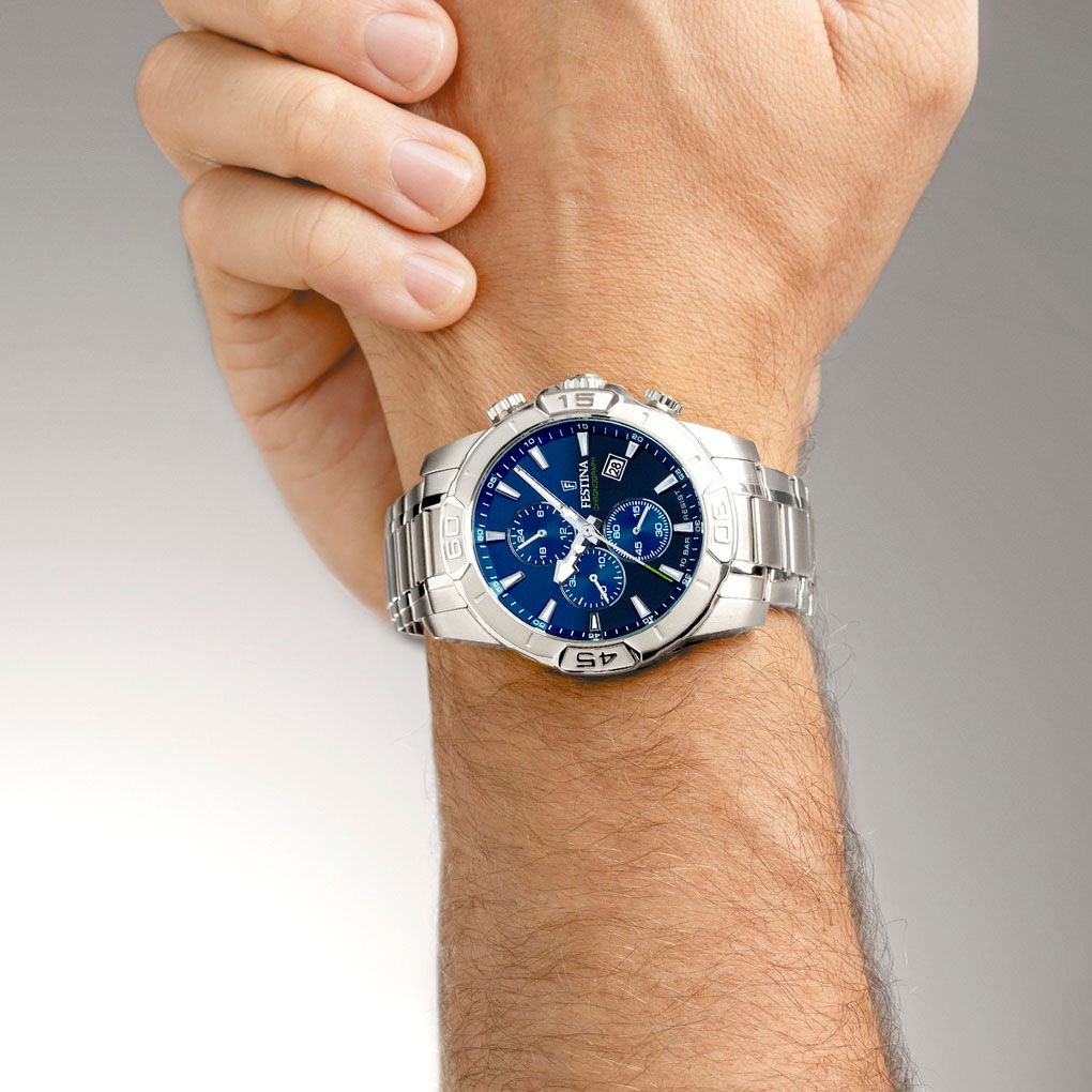 Festina Chronograph »Timeless Chronograph«, Quarzuhr, Armbanduhr, Herrenuhr, Edelstahlarmband, analog, Tag