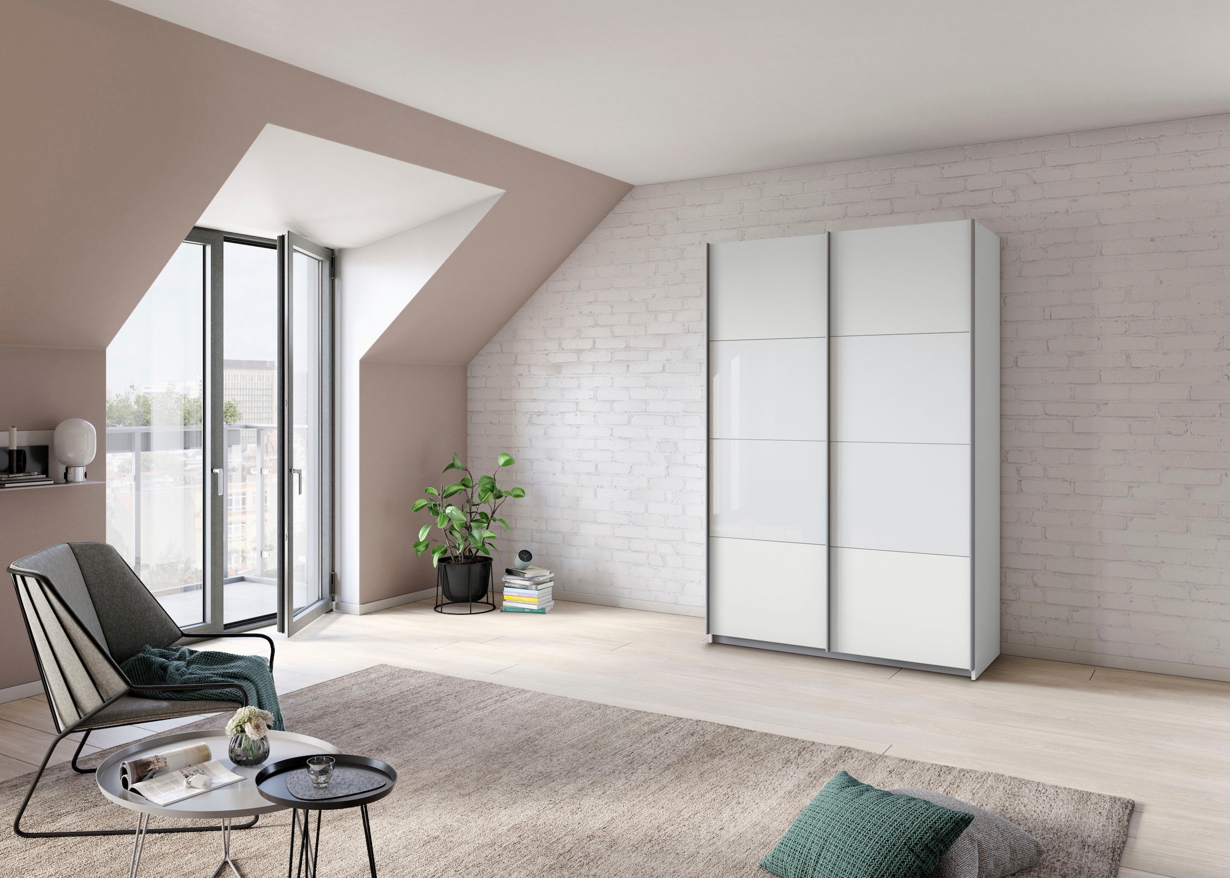 rauch Schwebetürenschrank »Quadra Bestseller Schlafzimmerschrank in vielen Breiten« Kleiderschrank Garderobenschrank Schrank mit Glaselementen