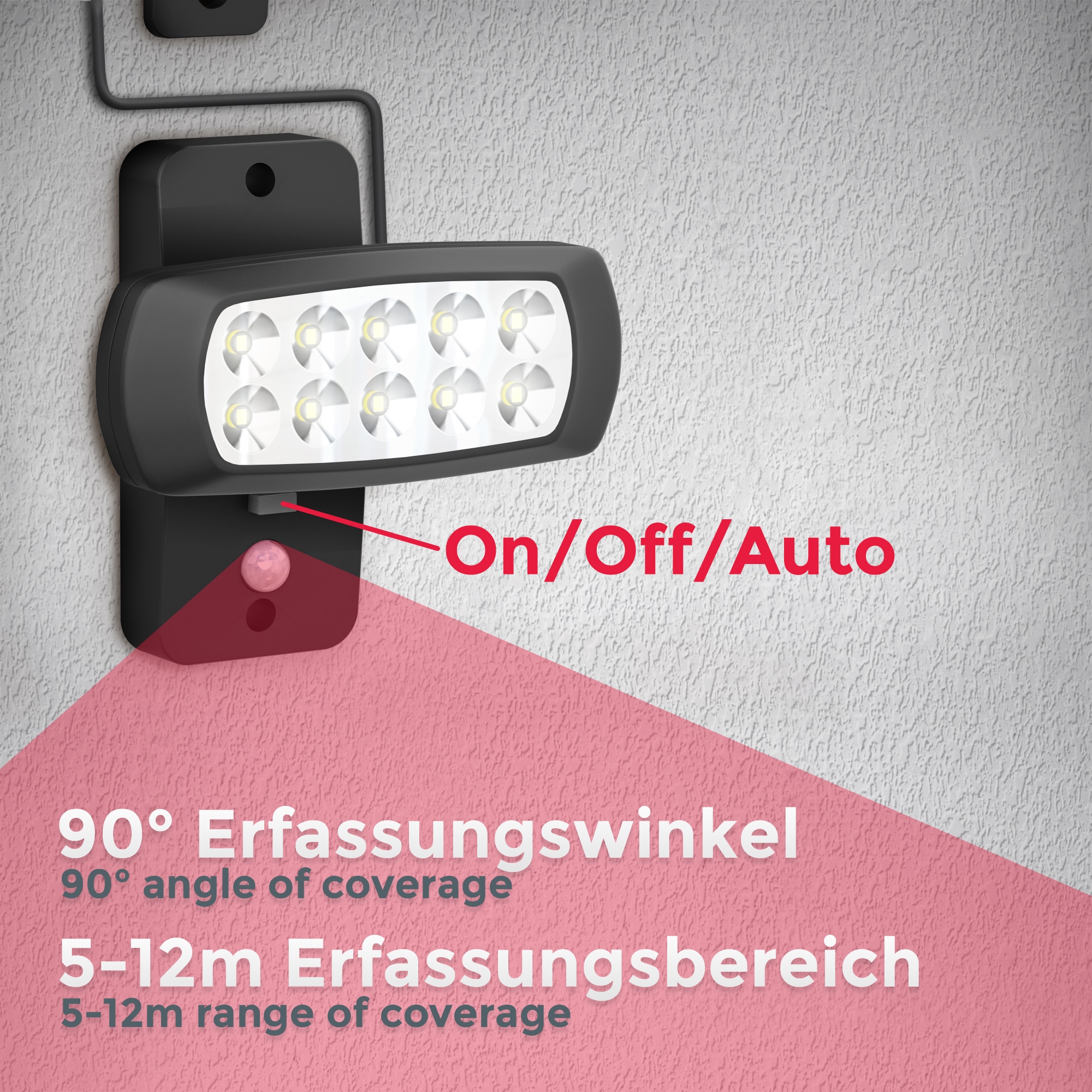 B.K.Licht Solar LED Außen-Wandleuchte, schwarz, inkl. LED Platine, 15 Lumen (bei Dauerlicht), 50 Lumen (bei Aktivierung für 30sec.) 6.500 Kelvin