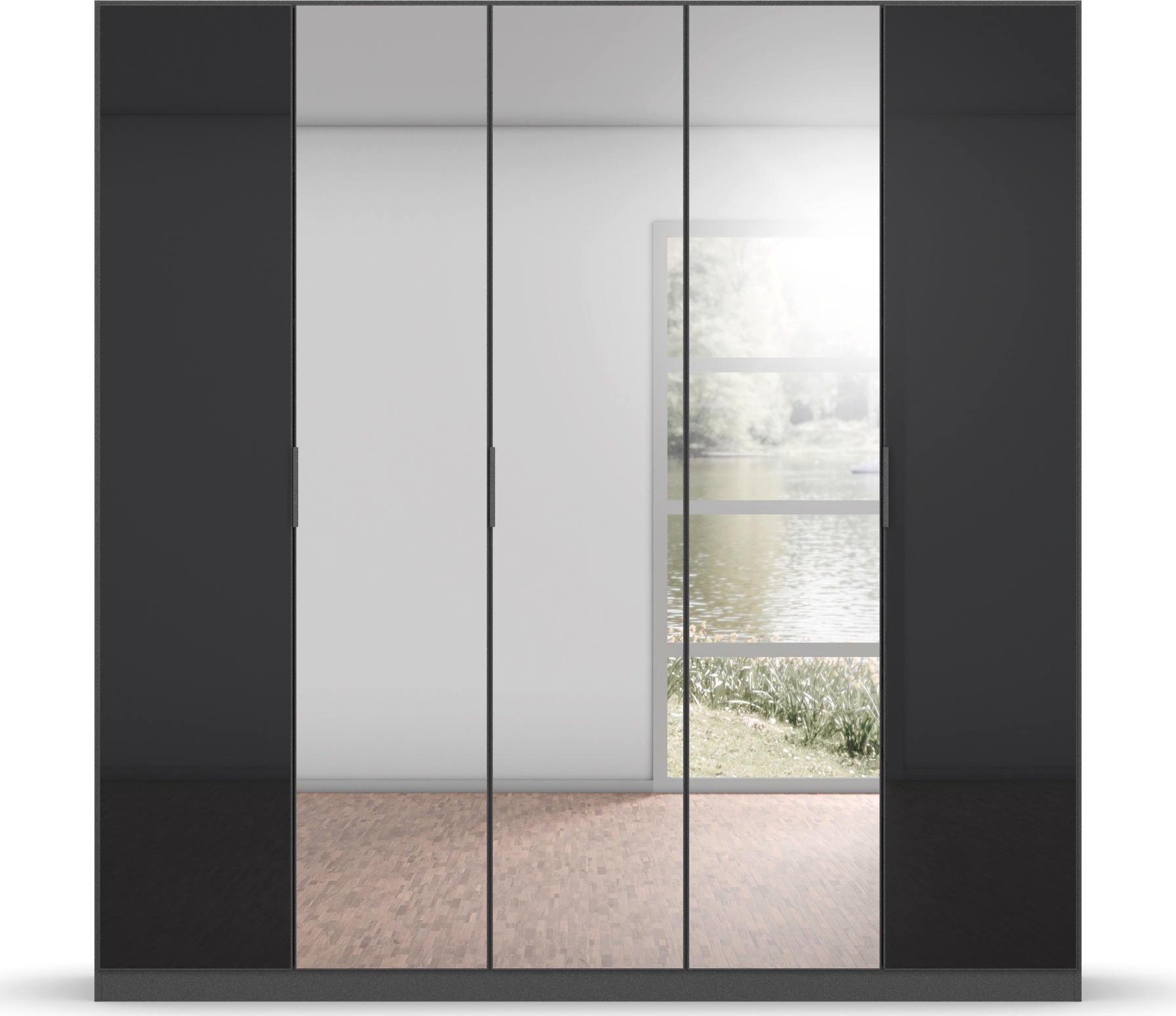 rauch Drehtürenschrank »Kleiderschrank Schrank Garderobe KOLUNA mit Glastüren und Spiegel«, (Breiten 181/226/271/315 cm Höhen 210/229 cm), inkl. 2 Innenschubladen sowie extra Einlegeböden MADE IN GERMANY