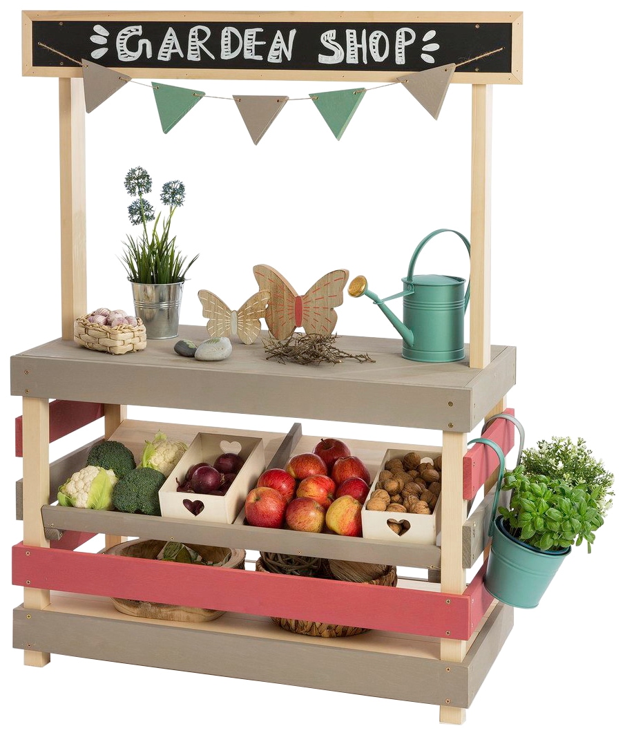 MUDDY BUDDY Kaufladen "Garden Friend" Outdoor Shop, natur - warmgrau/malvenrosa