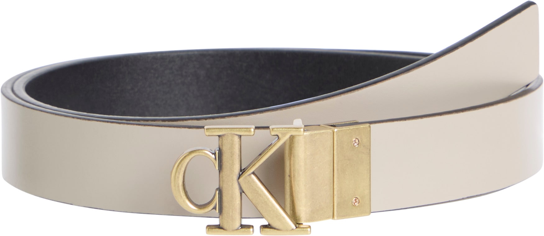 Calvin Klein Jeans Ledergürtel »MONOGRAM PLACQUE BUCKLE 25MM REV«, mit glatter Oberfläche