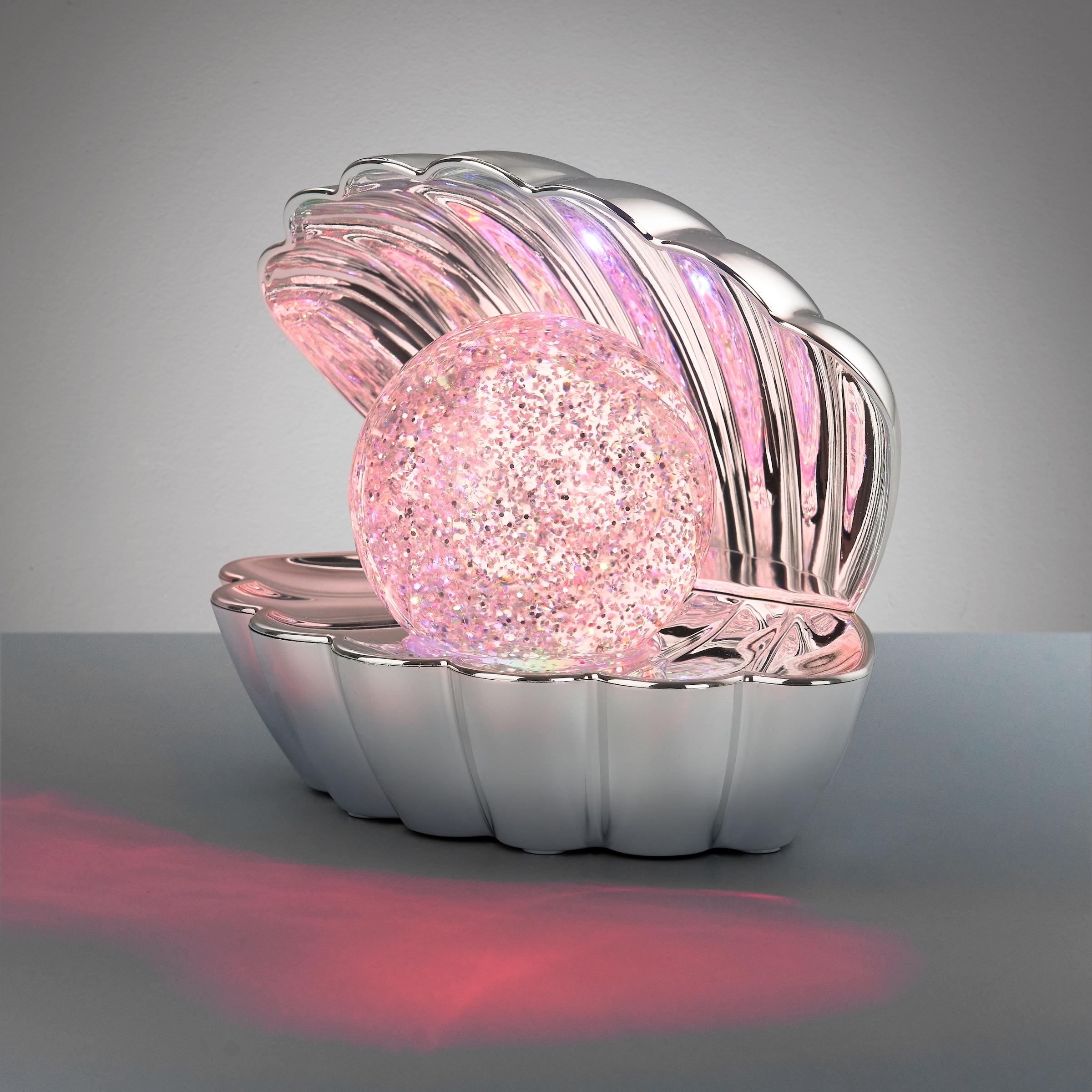 REALITY Leuchten LED Tischleuchte »SHELLY, Deko Tischlampe in Muschelform mit RGB Farbwechsel, 0,8W 15Lm« LED-Board 1 Stk. RGB Muschel Tischlampe mit Glitzerkugel und Farbwechsel inkl USB-Ladekabel