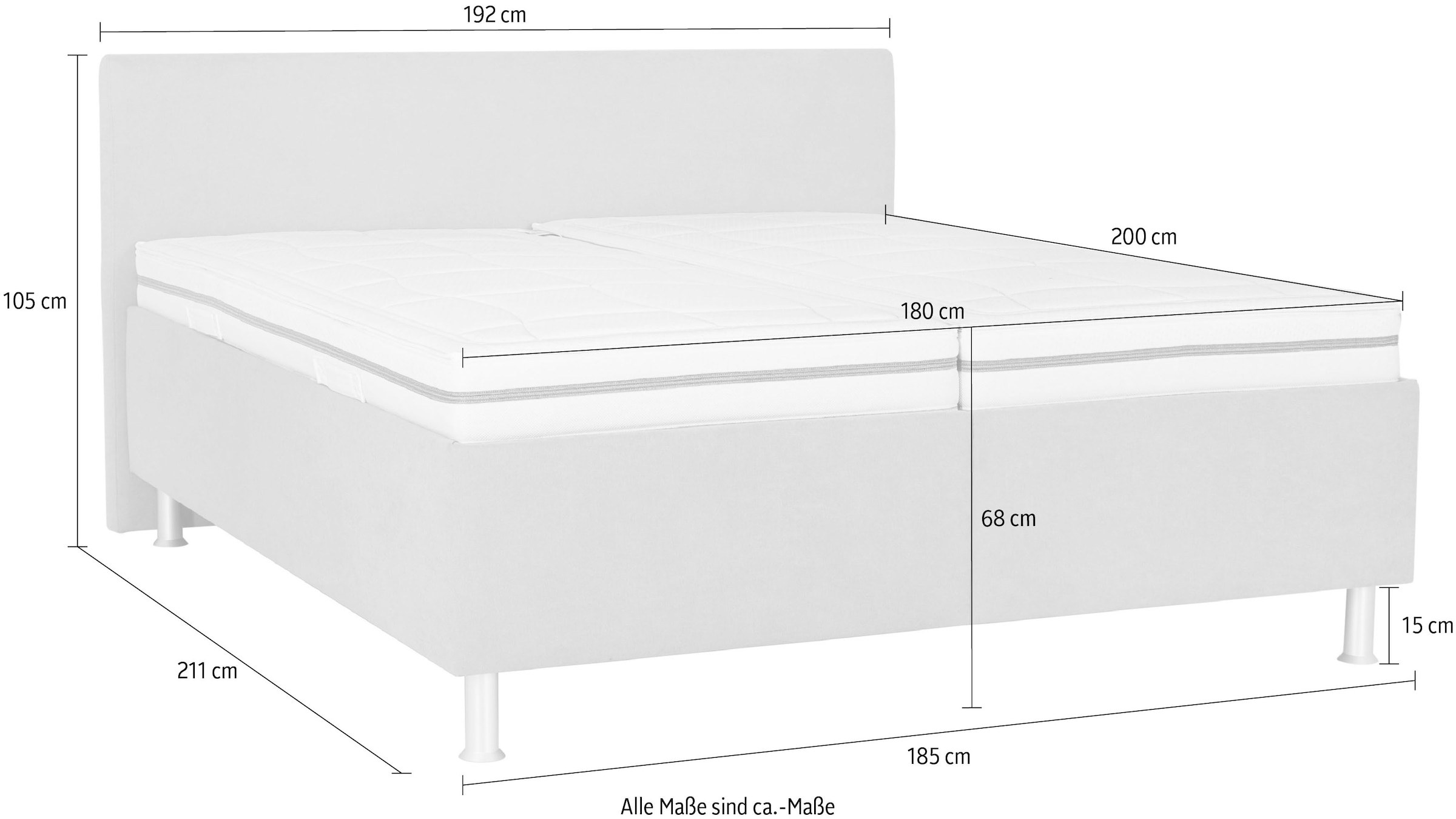 Die PlanBar Polsterbett »OC-ON23138« inkl. Wendematratzen u. Lattenrahmen, Bettkasten, 160/180x200cm