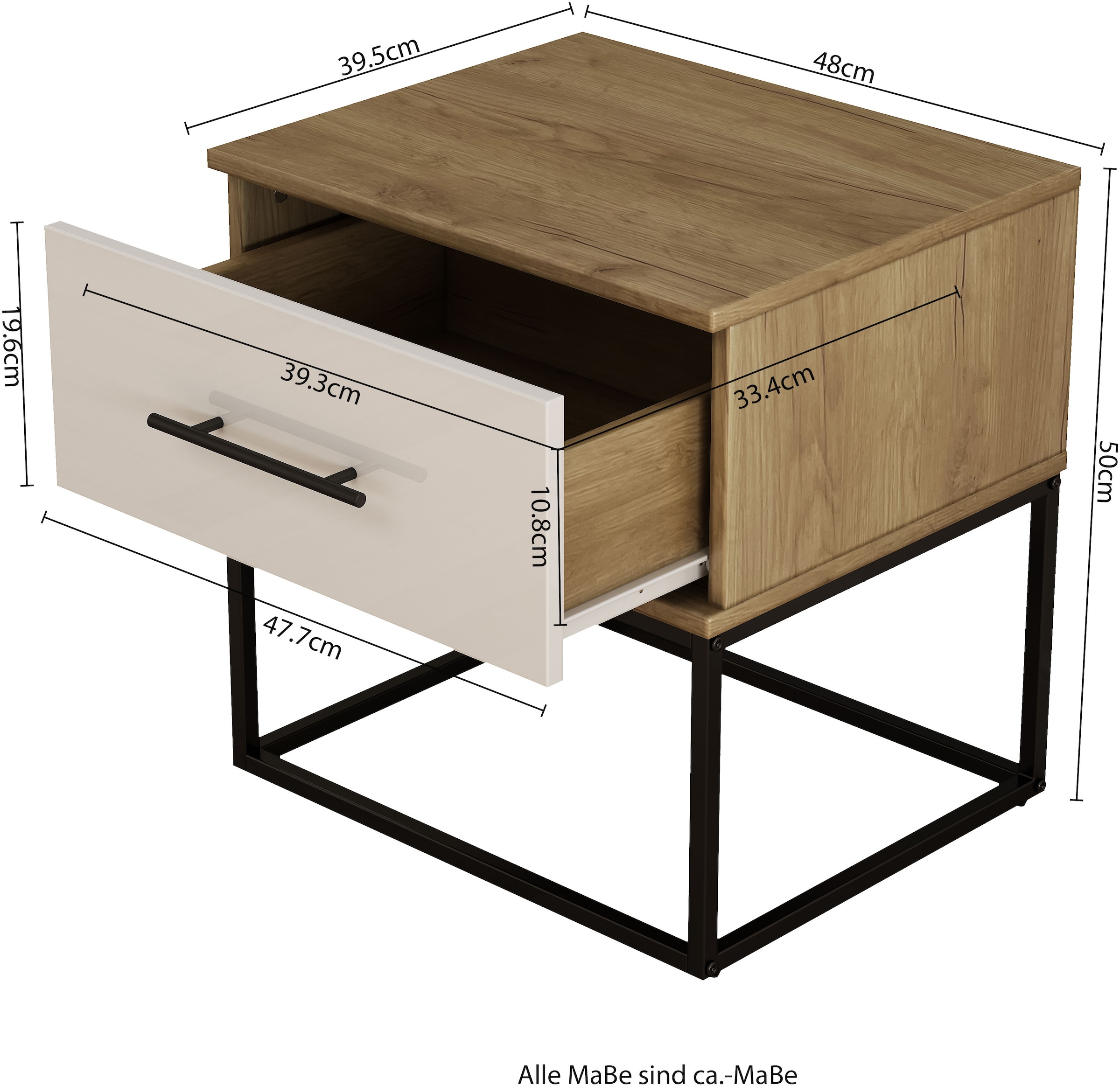 OTTO home Nachtkommode »Lucca Nachttisch Set mit Metallkufen und schwarzen Griffen« Set, 2 Schränke im Set , Hochglanz Fronten in weiß, 