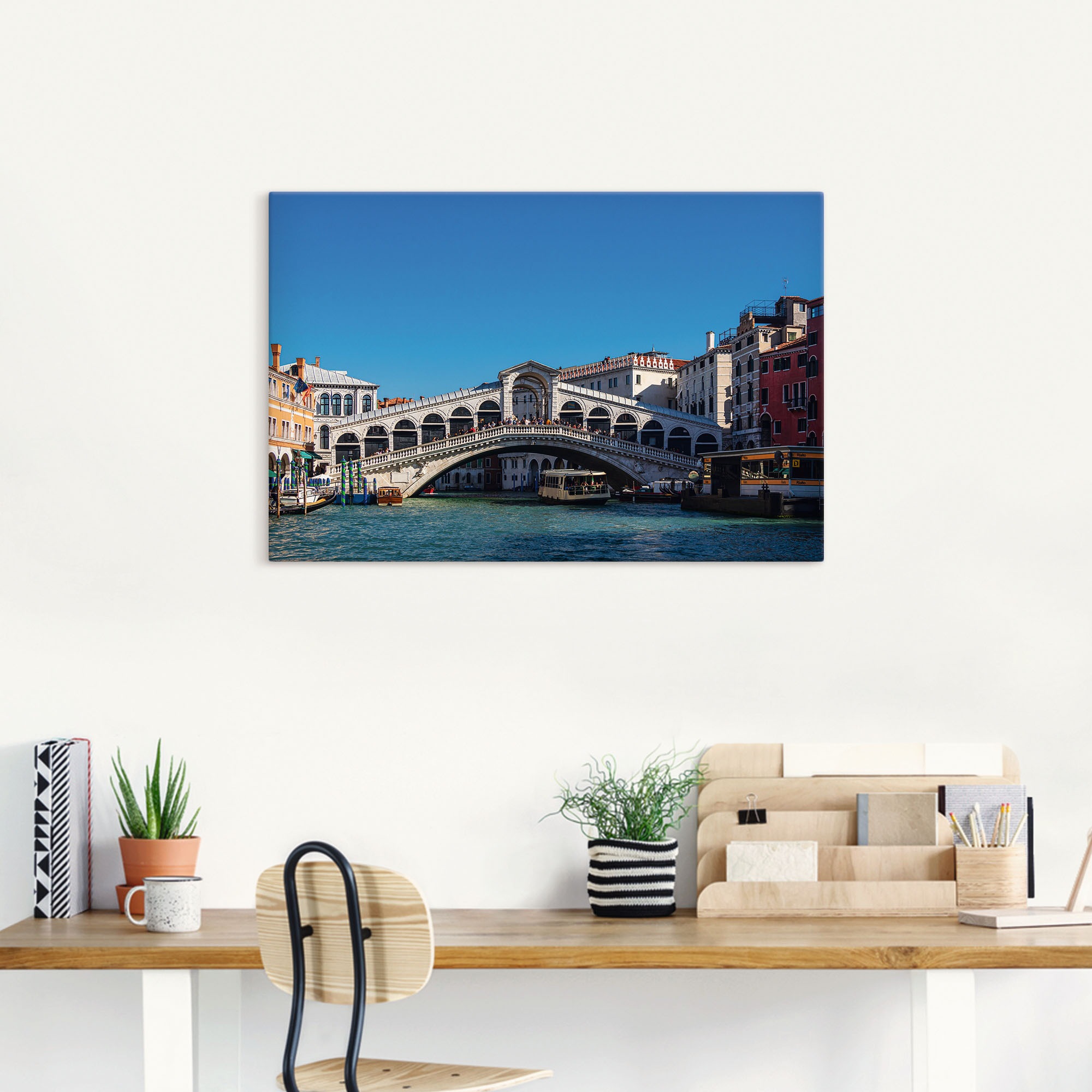 Artland Leinwandbild »Blick auf die Rialto Brücke in Venedig«, Venedig, (1 St.), auf Keilrahmen gespannt