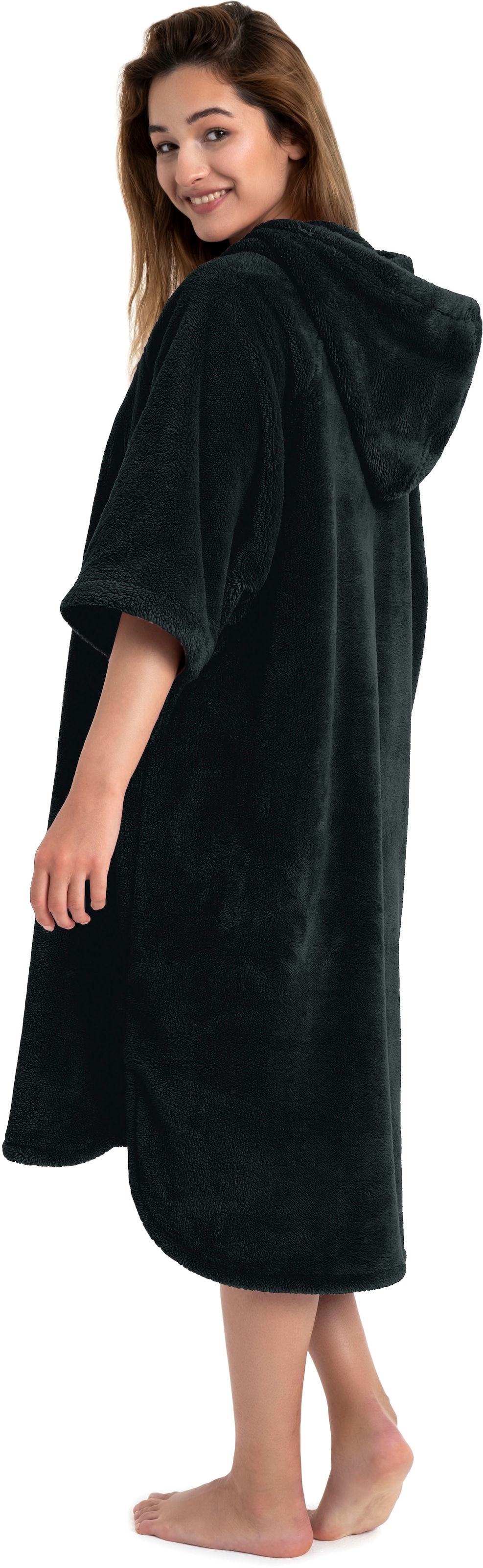 my home Badeponcho »Lillou, ideal für Sauna, Spa & im Urlaub«, (1 St.), weich und kuschelig, Fleece, Unisex, für Damen und Herren, Surfponcho
