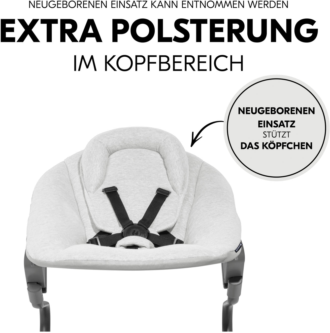 Hauck Babywippe »Alpha Bouncer Premium, Light Grey«, bis 9 kg, für Neugeborene mit Wippgestell, für Hochstuhl Alpha+ und Beta+