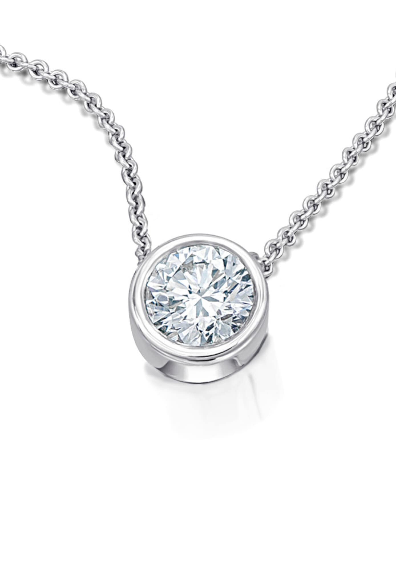 Kette ohne Anhänger »0.1 ct Diamant Brillant Zarge Halskette aus 950 Platin  45 cm Ø...