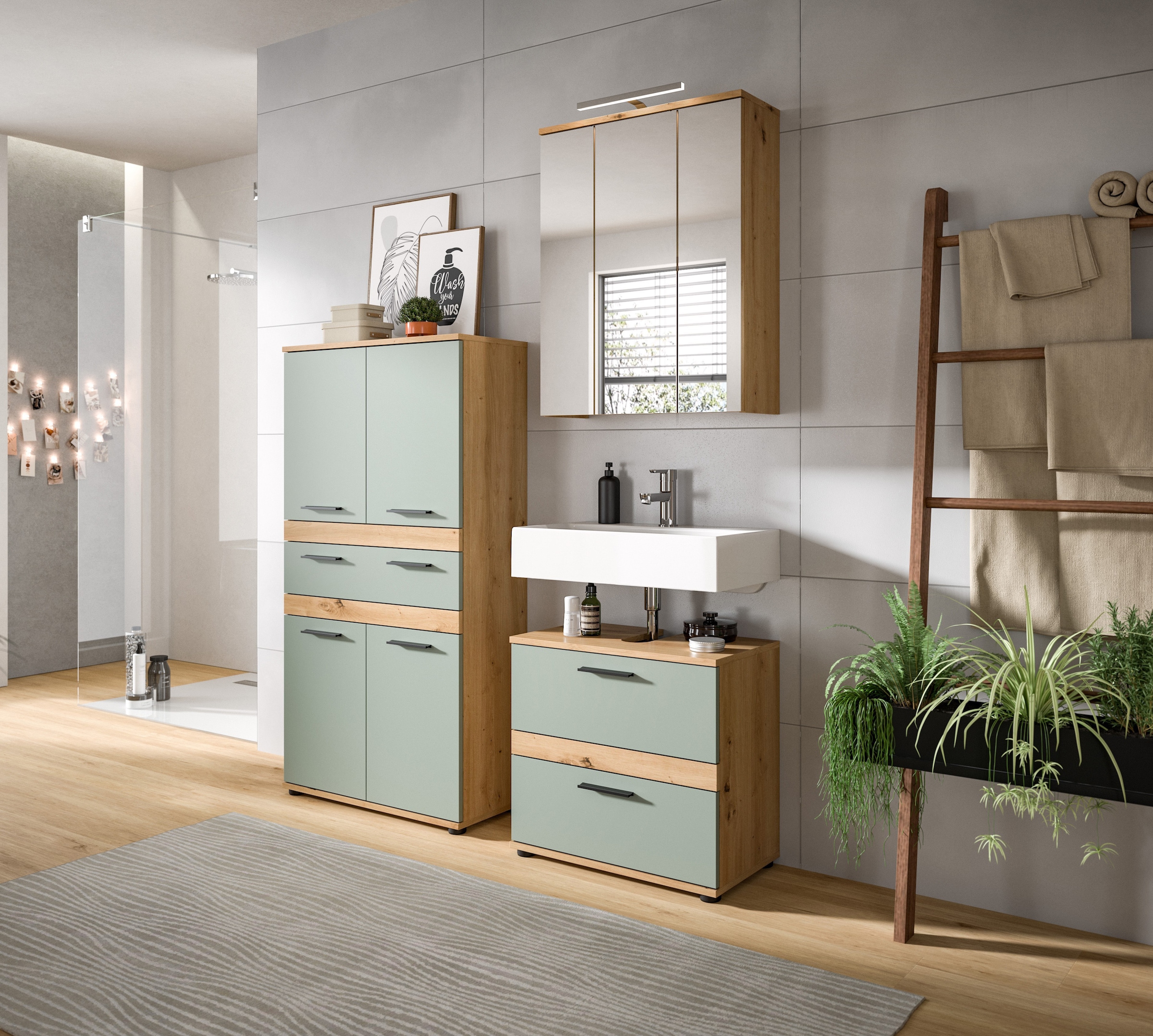 welltime Waschbeckenunterschrank »LUCCA, Breite 60 cm, 2 Schubkästen, hochwertige MDF Front«