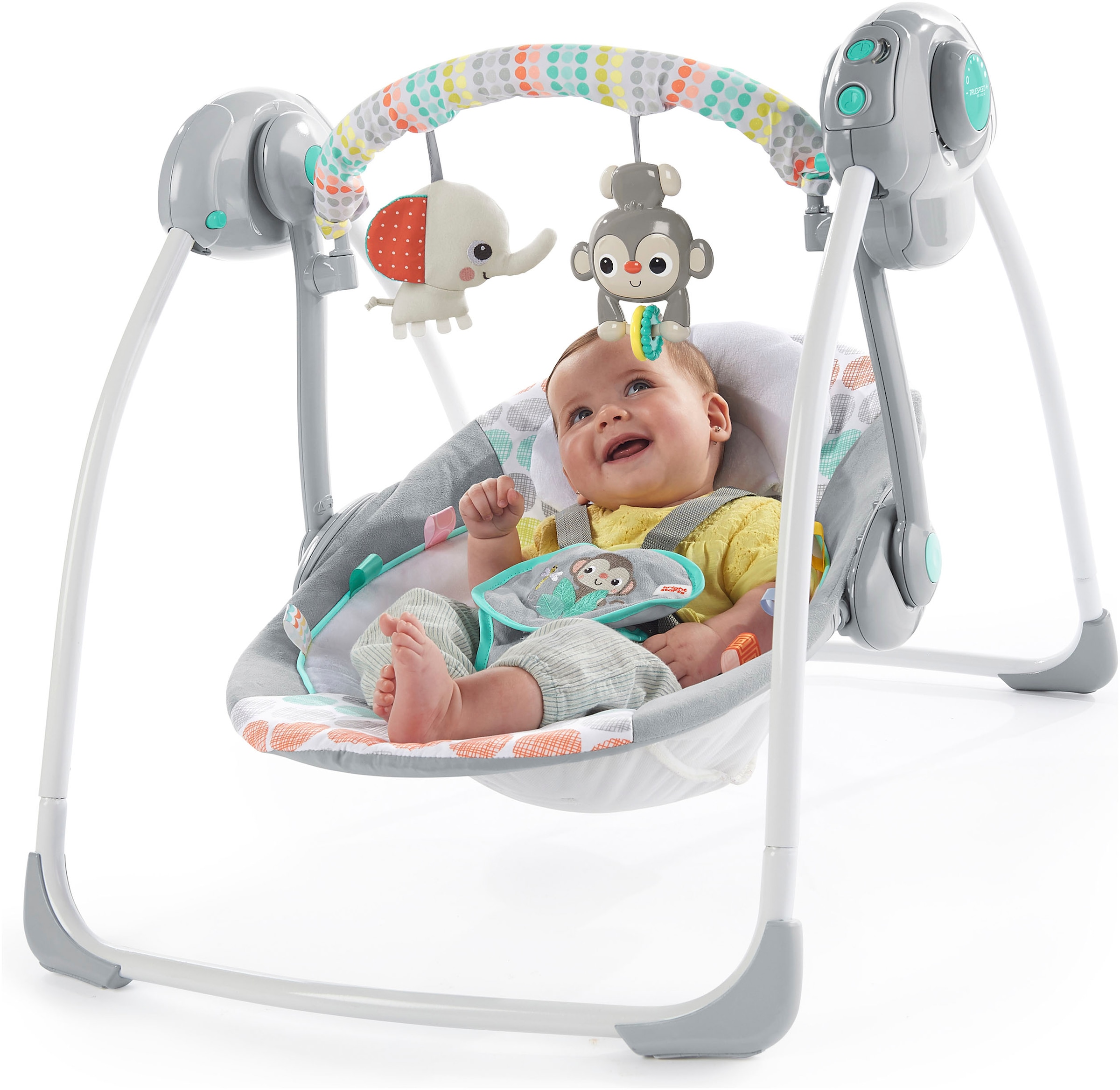 Bright Starts Babywippe »Whimsical Wild Portable Swing« bis 9 kg mit Sound-Effekt